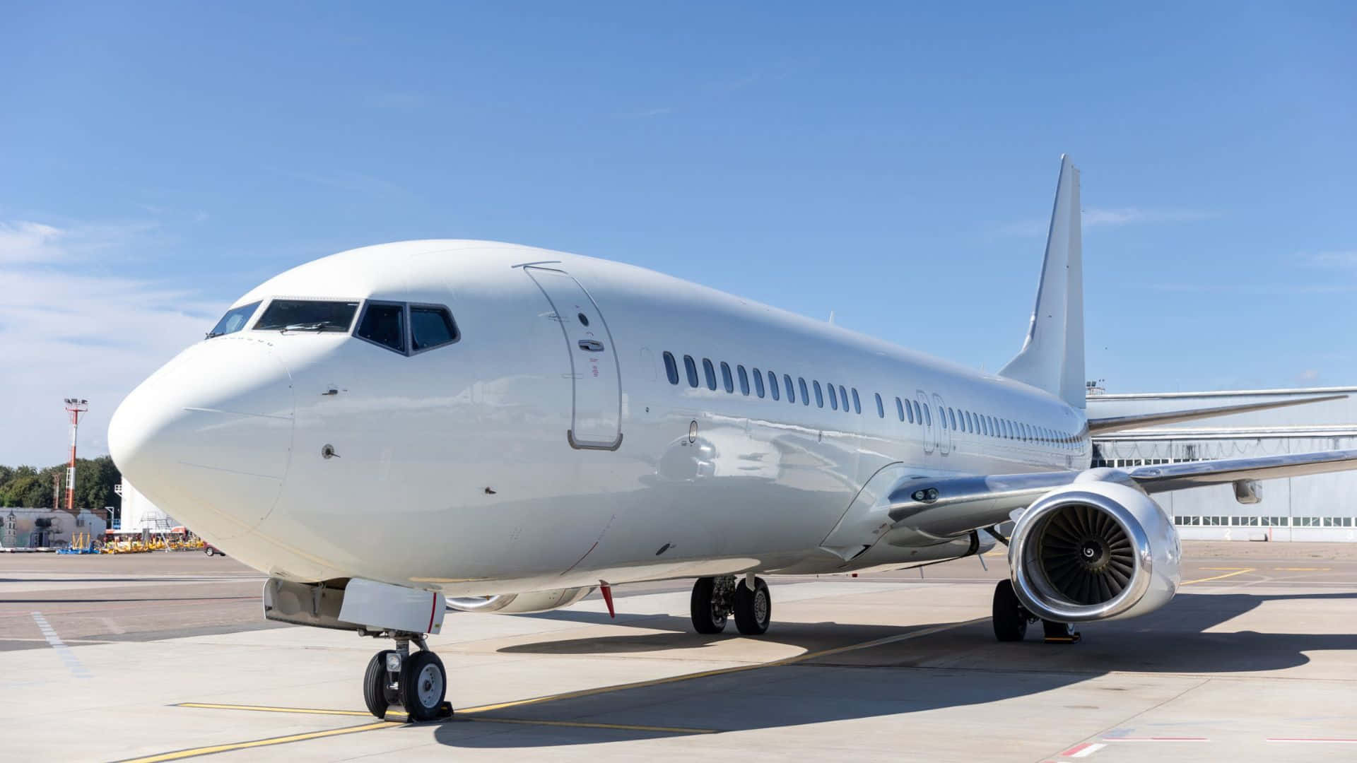 Boeing 737, tarmac, white, Full HD Desktop Wallpaper