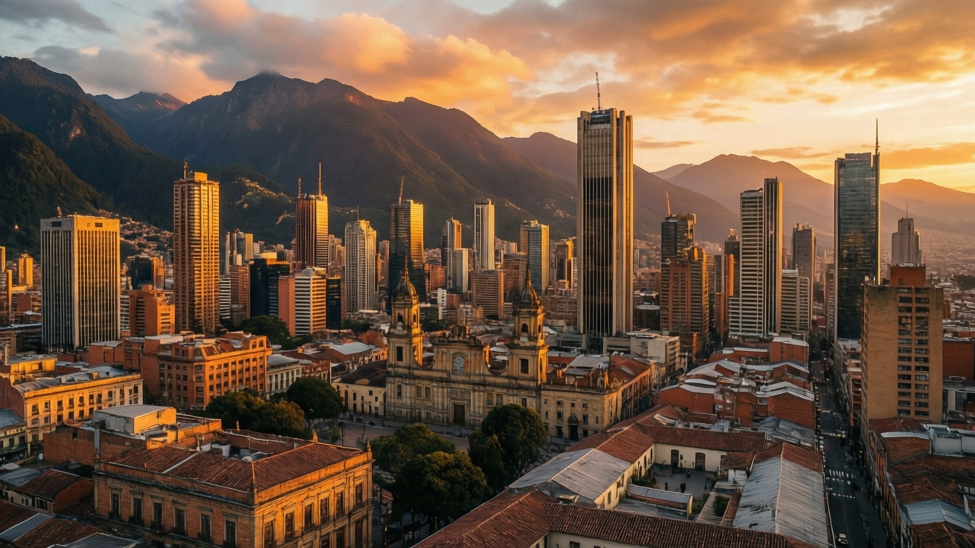Bogota, sunset, panorama, Full HD Desktop Wallpaper