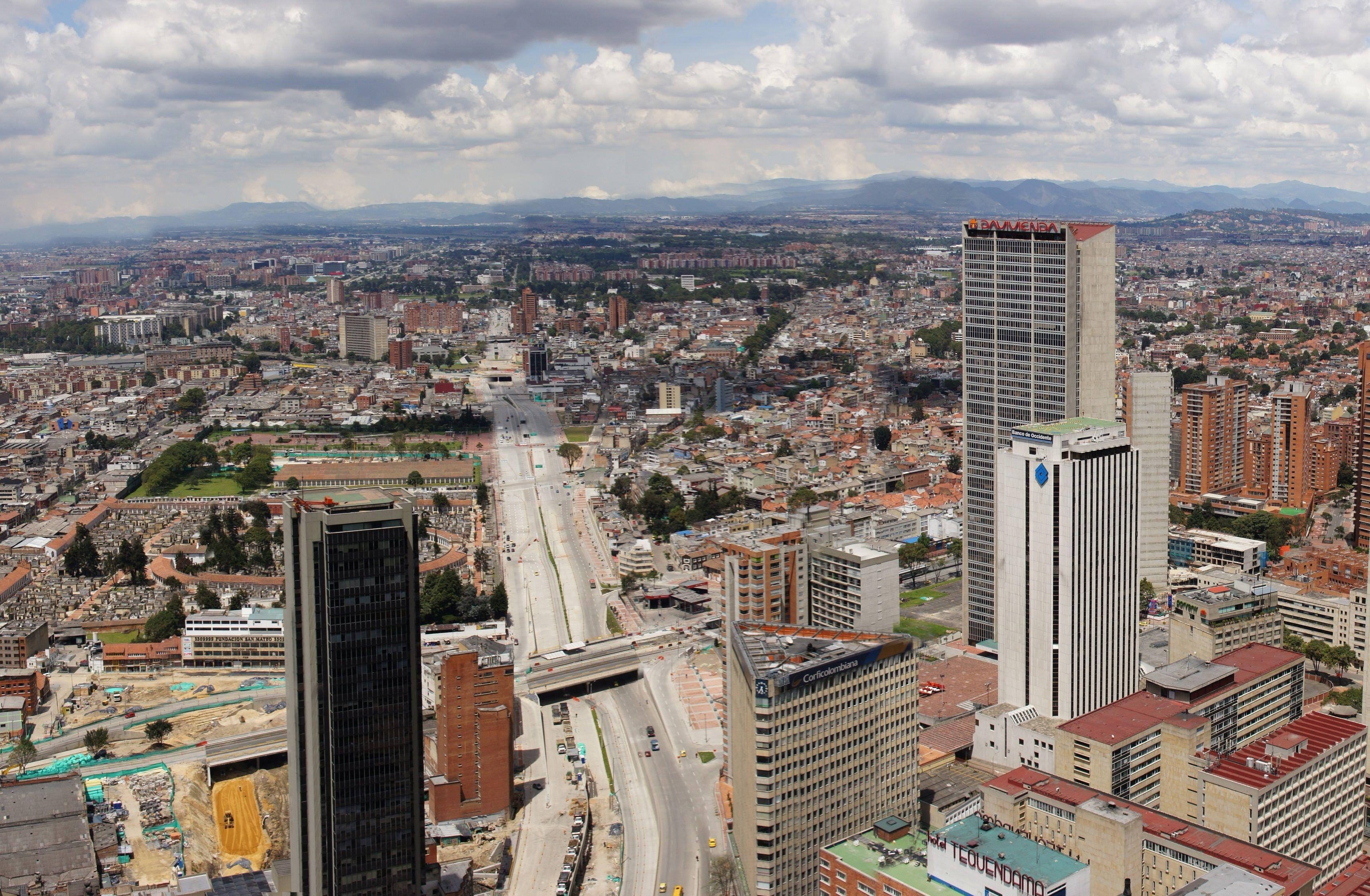 Bogota, aerial view, modern skyscrapers, 2K Desktop Wallpaper