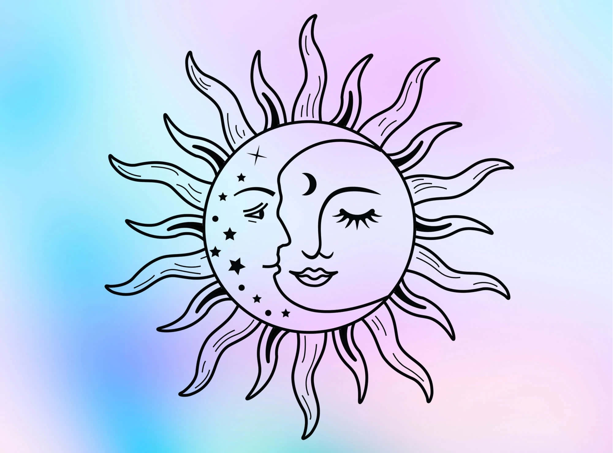 Bohemian Sun And Moon, sun, moon, Full HD Desktop Wallpaper