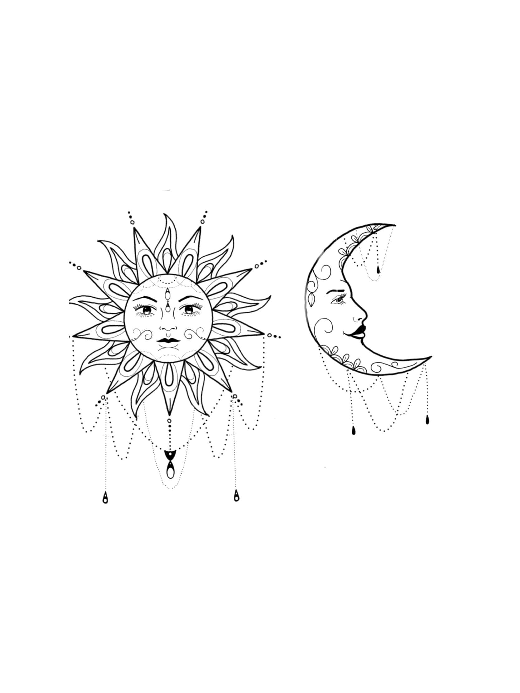 Bohemian Sun And Moon, sun, moon, Full HD Phone Wallpaper