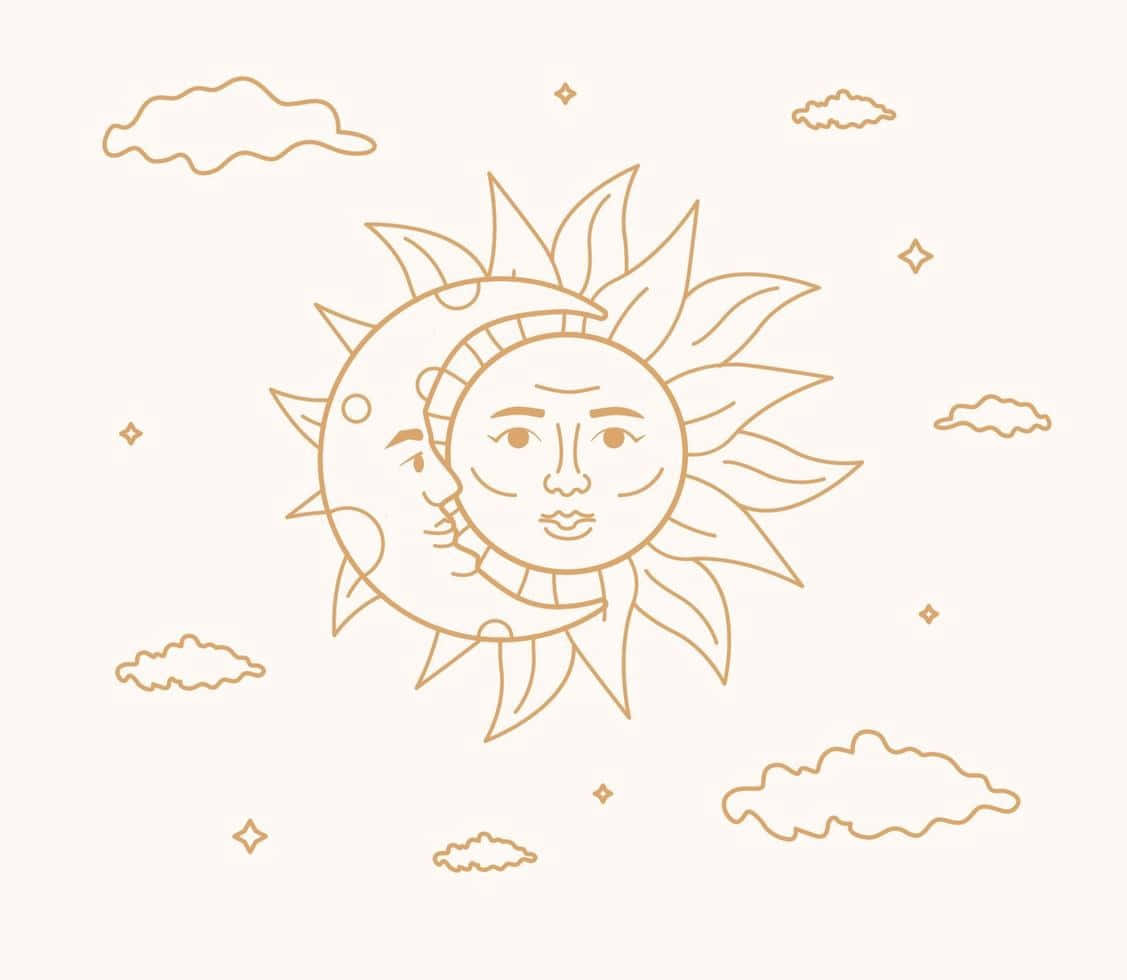 Bohemian Sun Moon Artwork, sun, moon, SD Desktop Wallpaper
