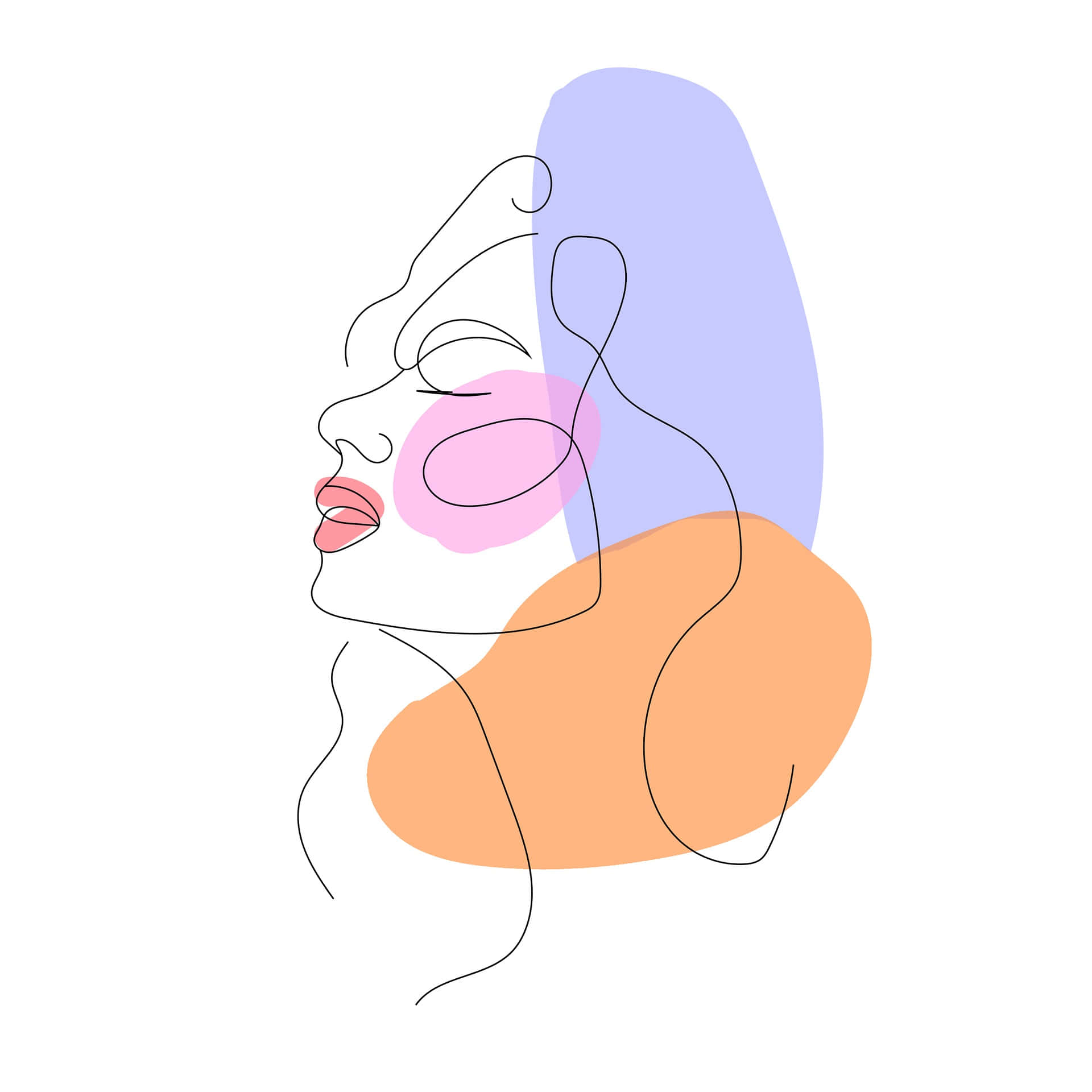 boho art, minimalist line drawing, woman's face in profile, Full HD Desktop Wallpaper