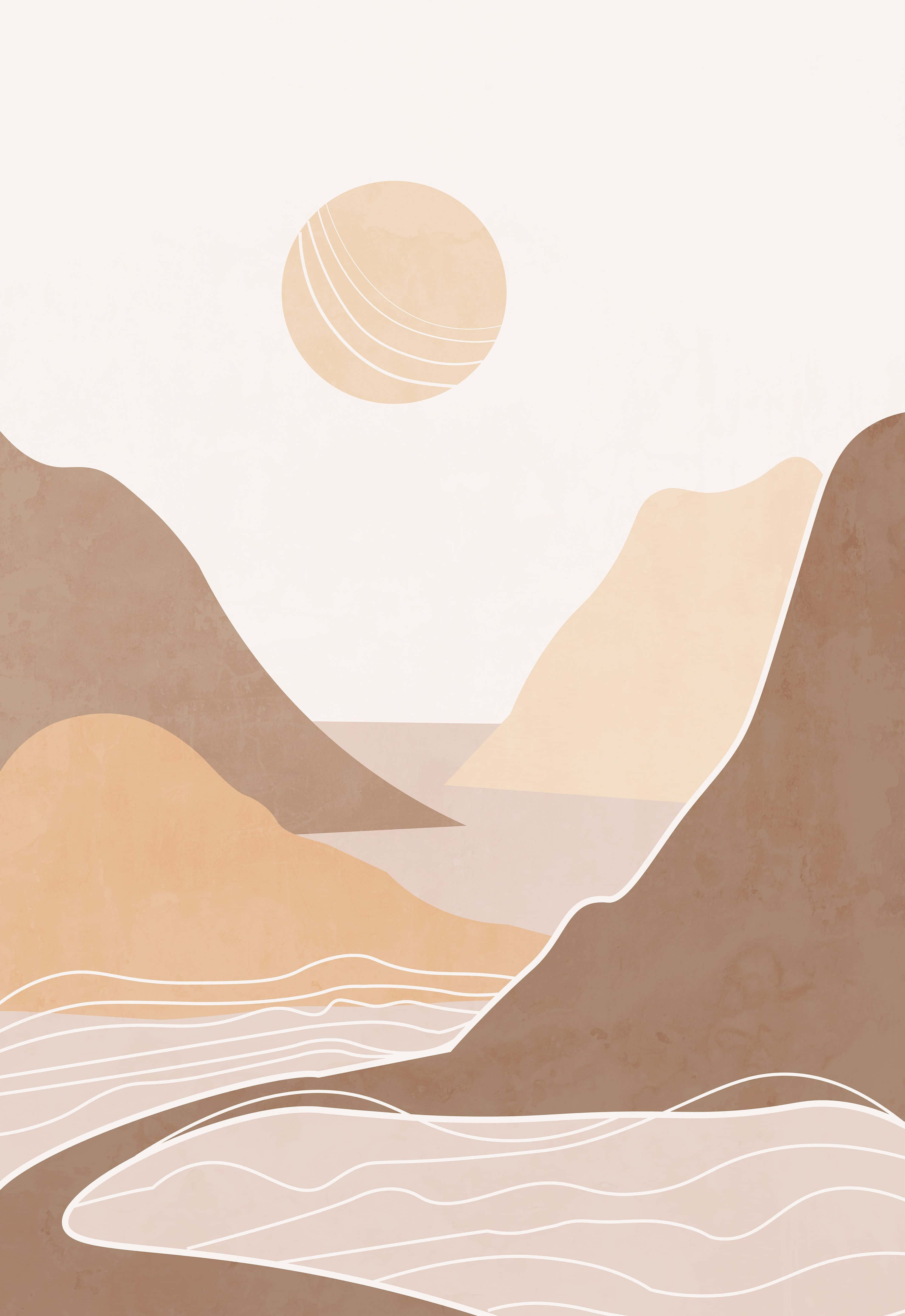 beige, mountains, sun, 4K Phone Wallpaper