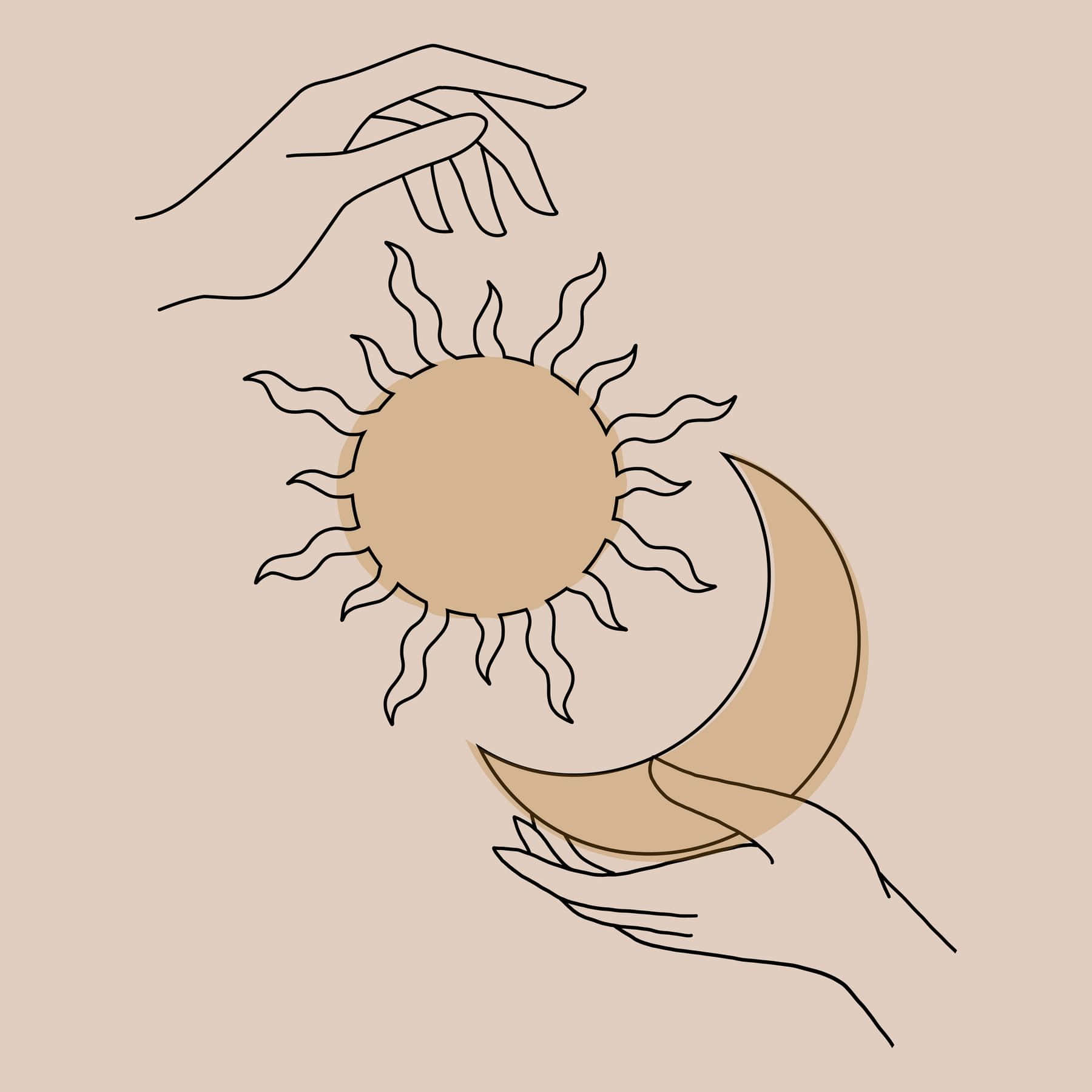 sun, moon, hands, HD Desktop Wallpaper