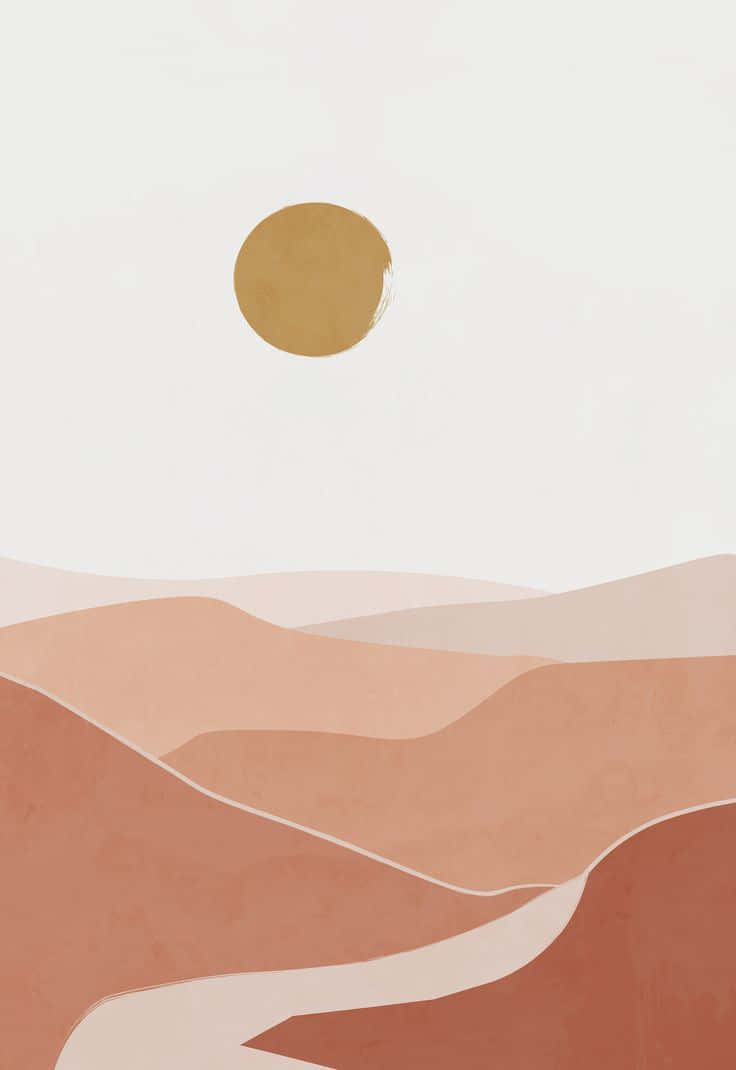 boho art, abstract landscape, soft terracotta hills, SD Phone Wallpaper