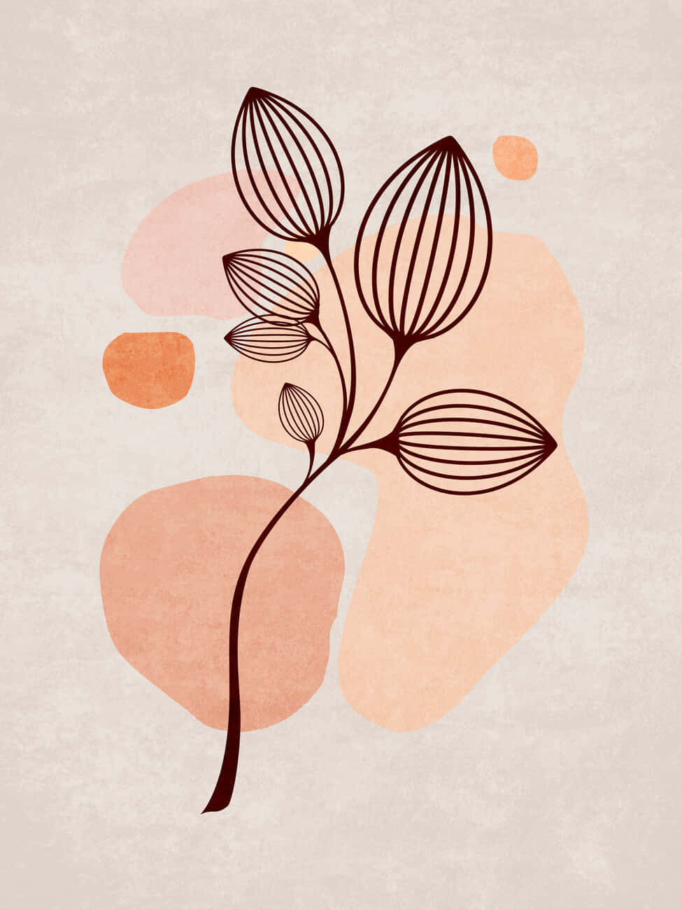 boho art, striped pods, leaves, HD Phone Wallpaper