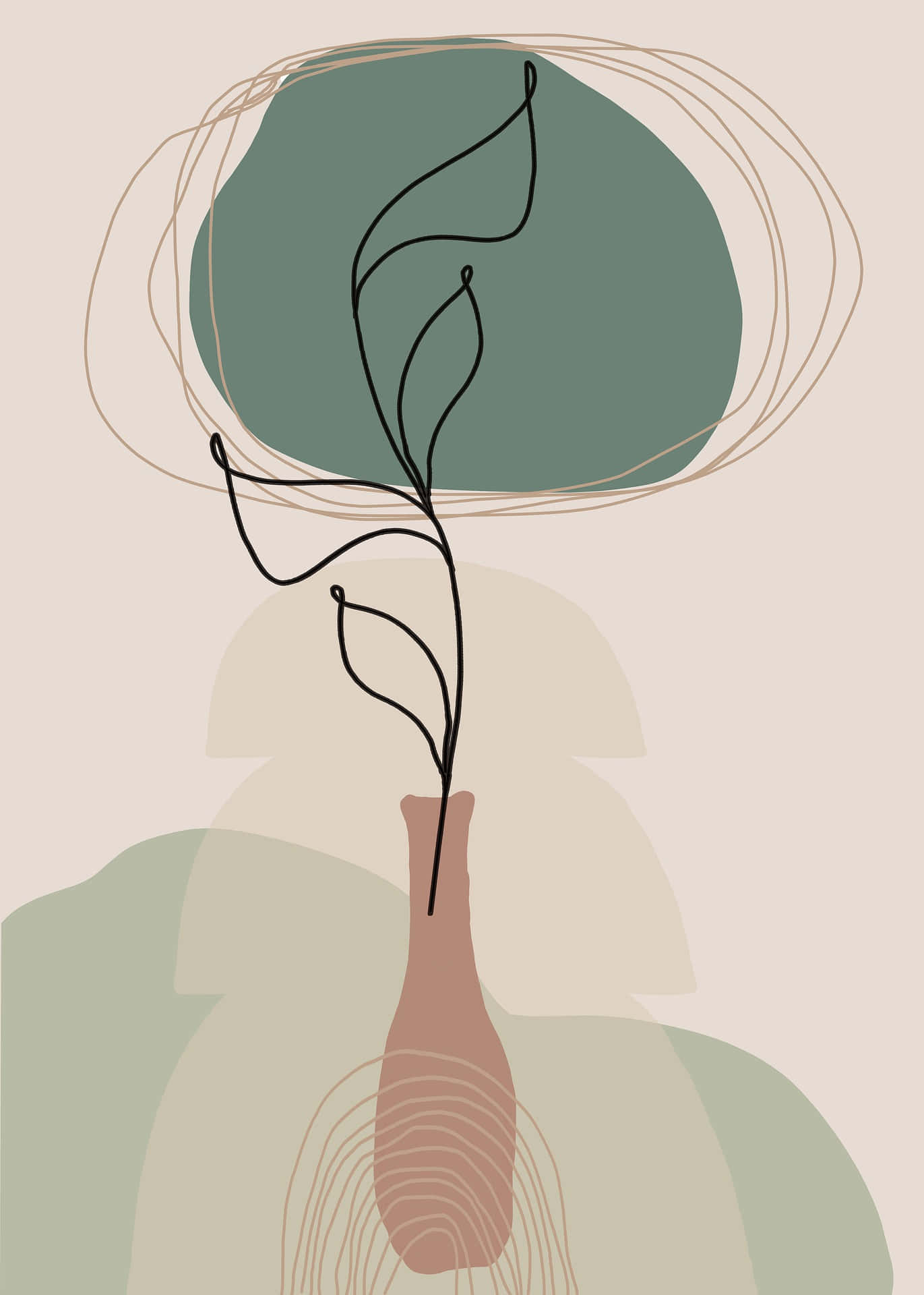 Boho Art, colorful geometric pattern, slender vase, Full HD Phone Wallpaper