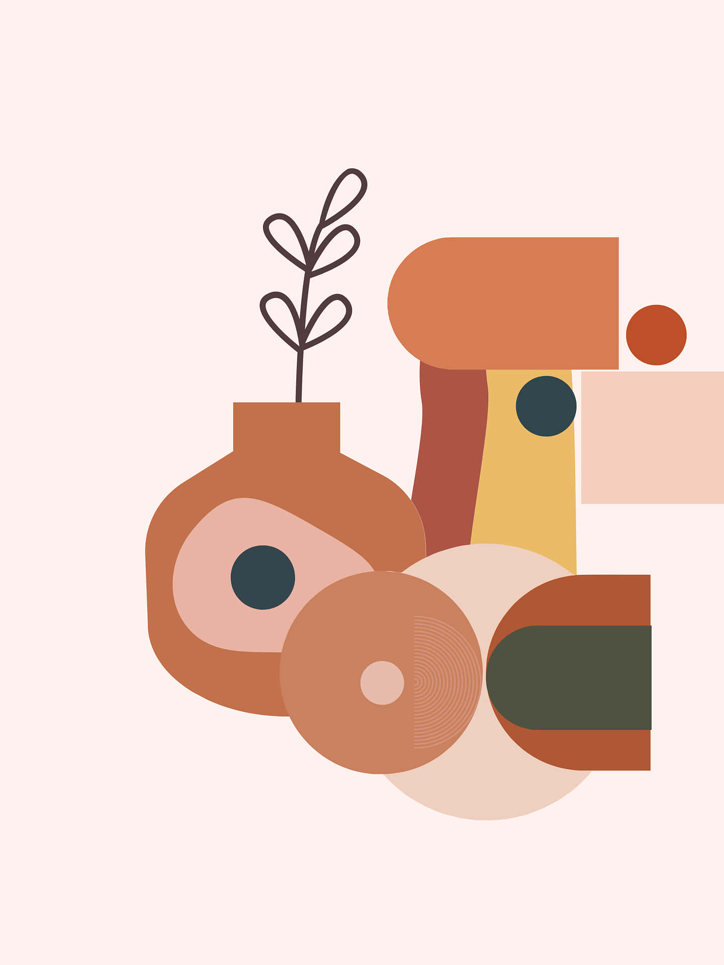 Boho Art, abstract geometric shapes, warm earth tones, Full HD Phone Wallpaper