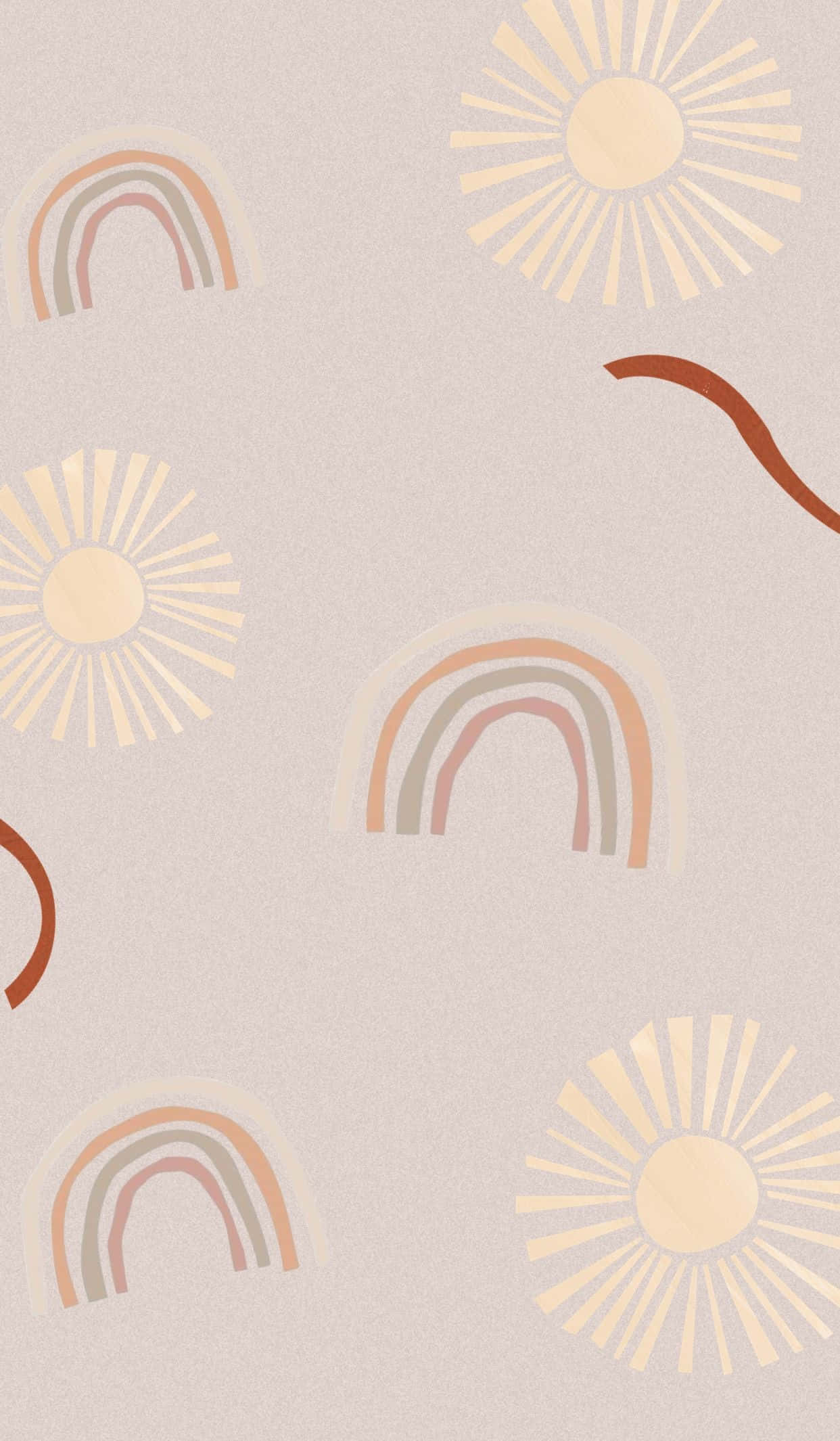 boho pastel, pastel-toned, stylized suns, Full HD Phone Wallpaper