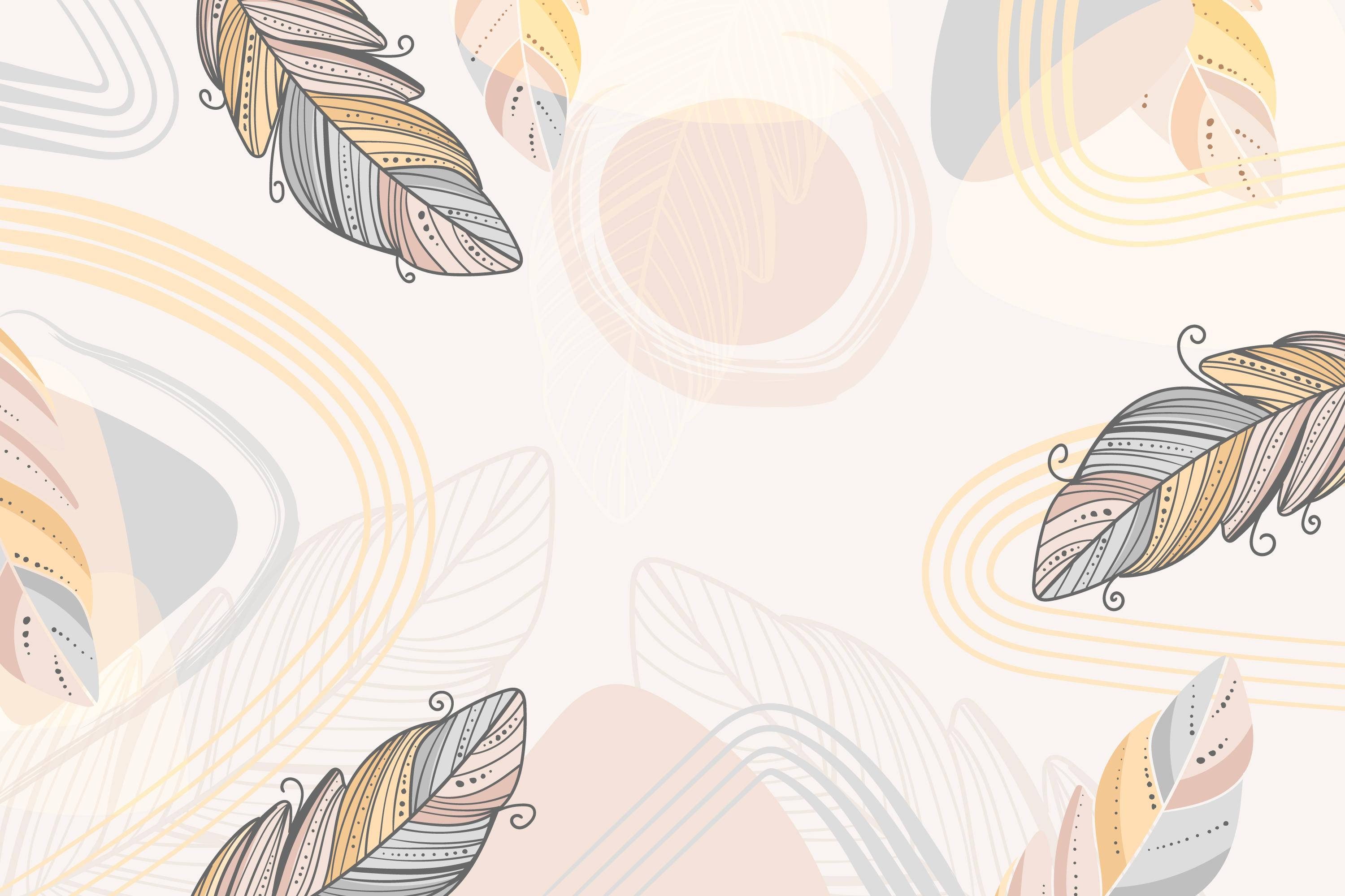aesthetic boho pastel leaves, soft pastels, flowing abstract swirls, 2K Desktop Wallpaper