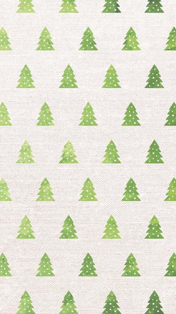 Boho Christmas, green pine trees, white polka dots, HD Phone Wallpaper