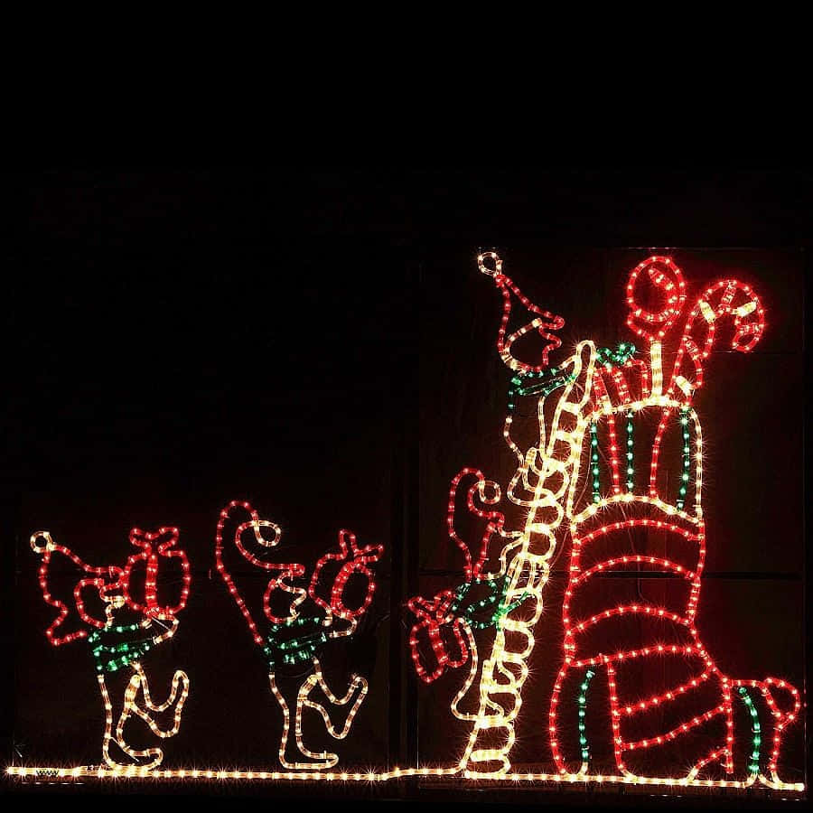 Boho Christmas, candy cane figures, striped candy cane tree, SD Desktop Wallpaper