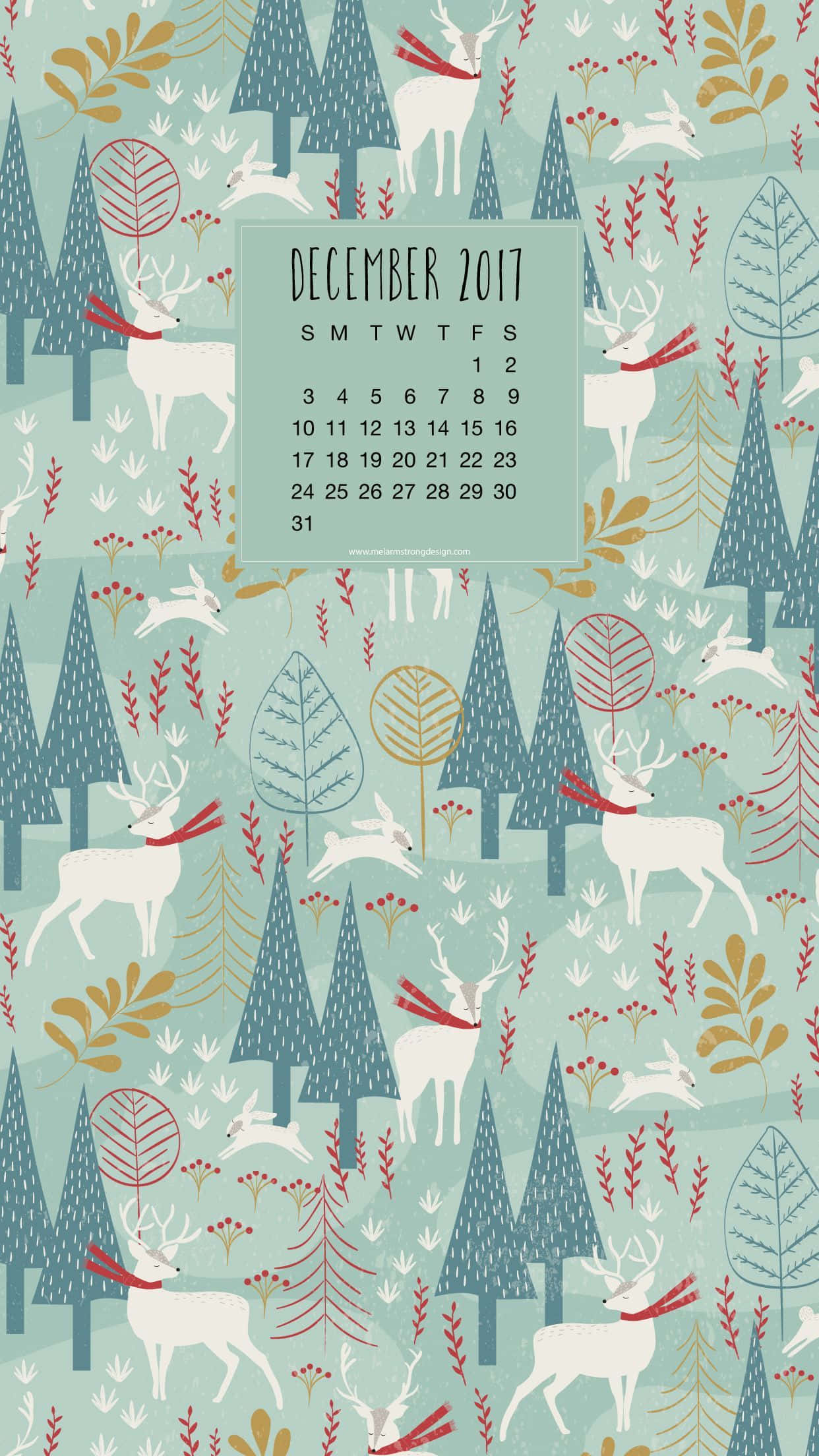 Boho Christmas, December 2017 calendar, white deer, Full HD Phone Wallpaper