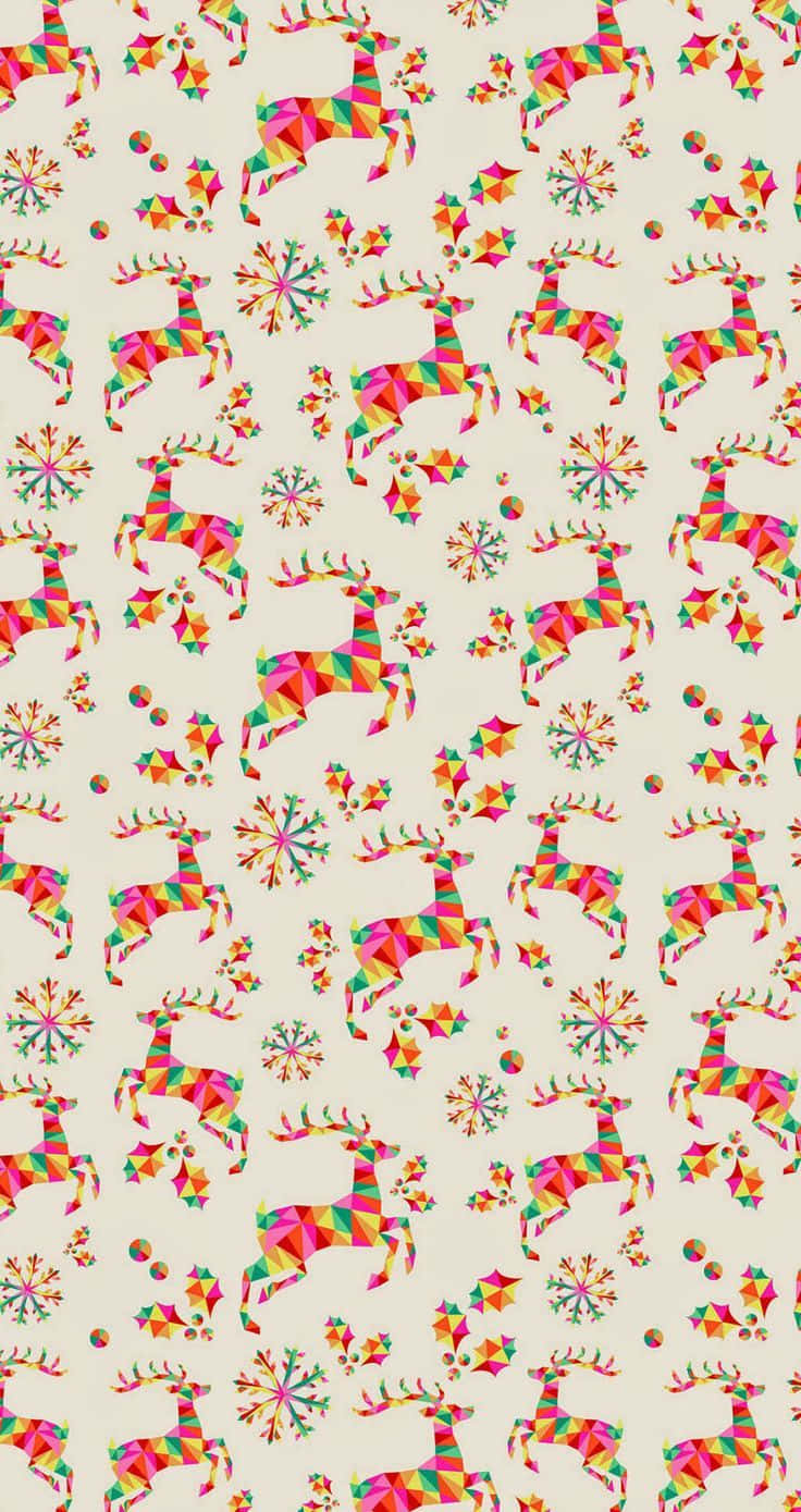 Boho Christmas, geometric reindeer, snowflakes, HD Phone Wallpaper