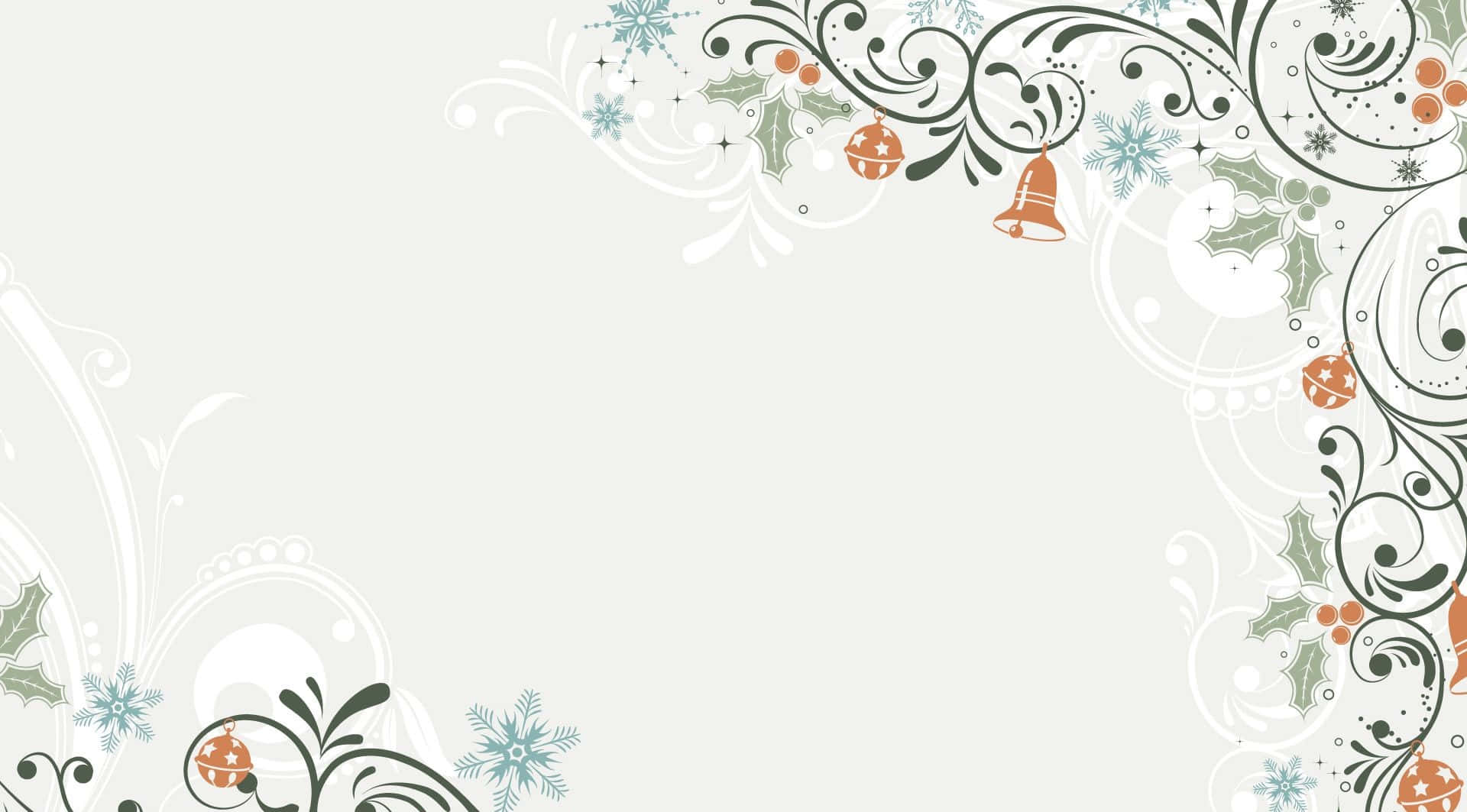 Boho Christmas, swirling vines, holly berries, Full HD Desktop Wallpaper