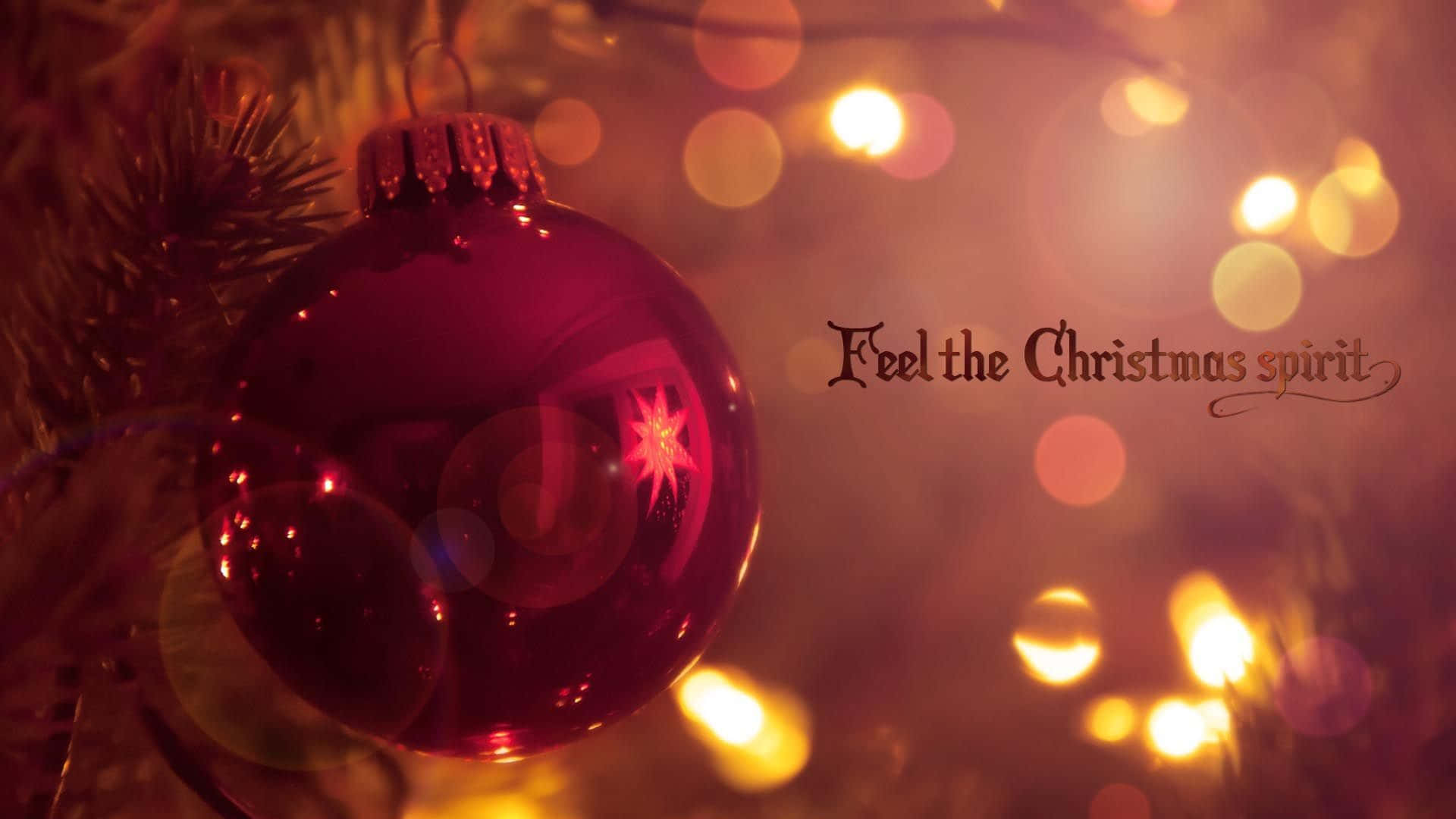 glossy red Christmas ornament, pine needles, warm glowing lights, Full HD Desktop Wallpaper