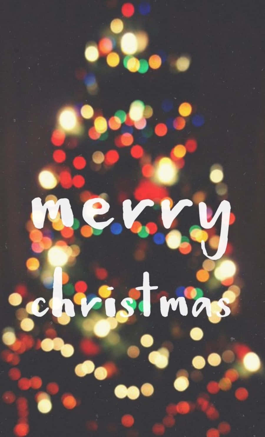 Bokeh lights, glowing Christmas tree silhouette, dark background, HD Phone Wallpaper