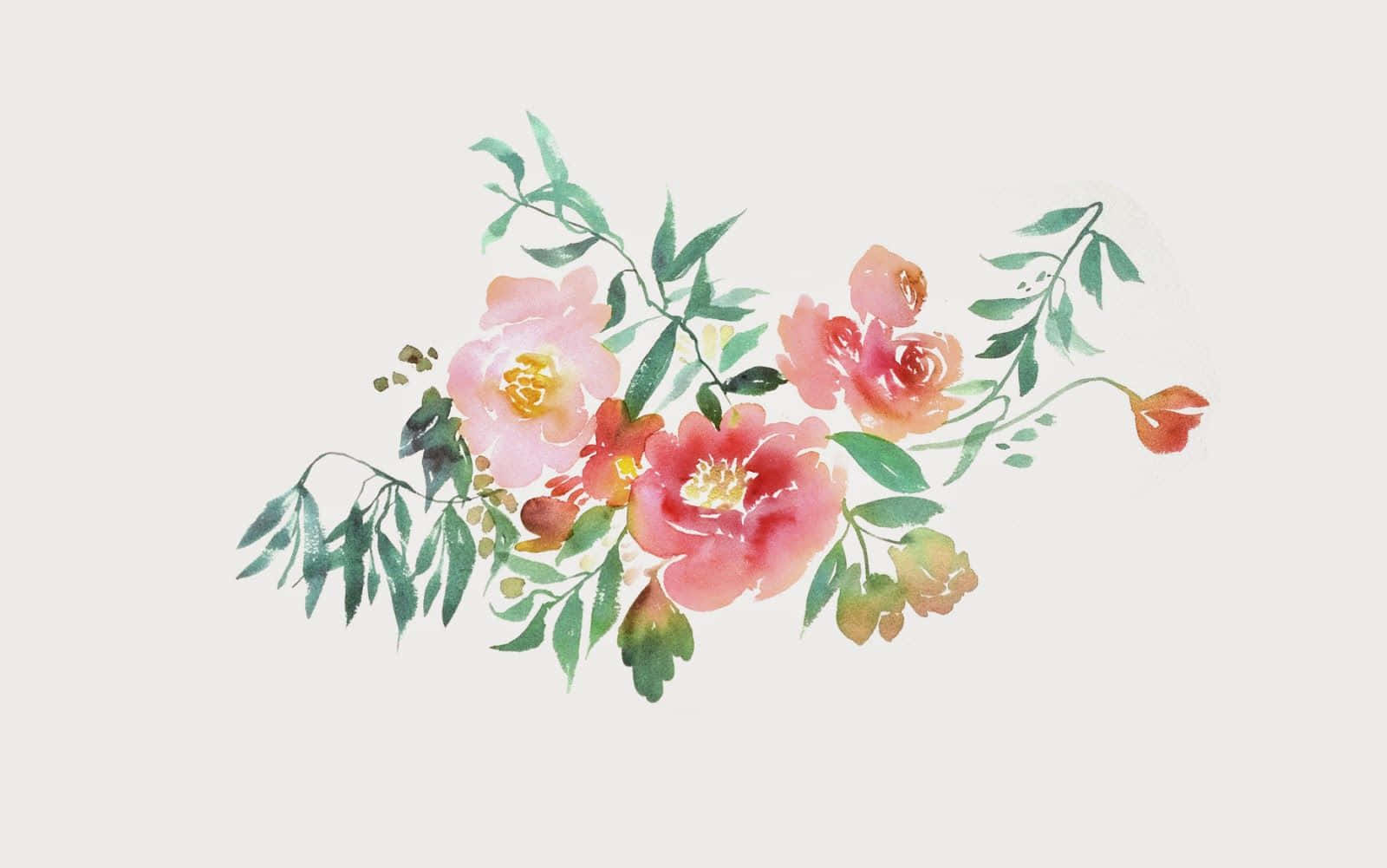 Boho Computer, watercolor bouquet, pink and coral flowers, HD Desktop Wallpaper