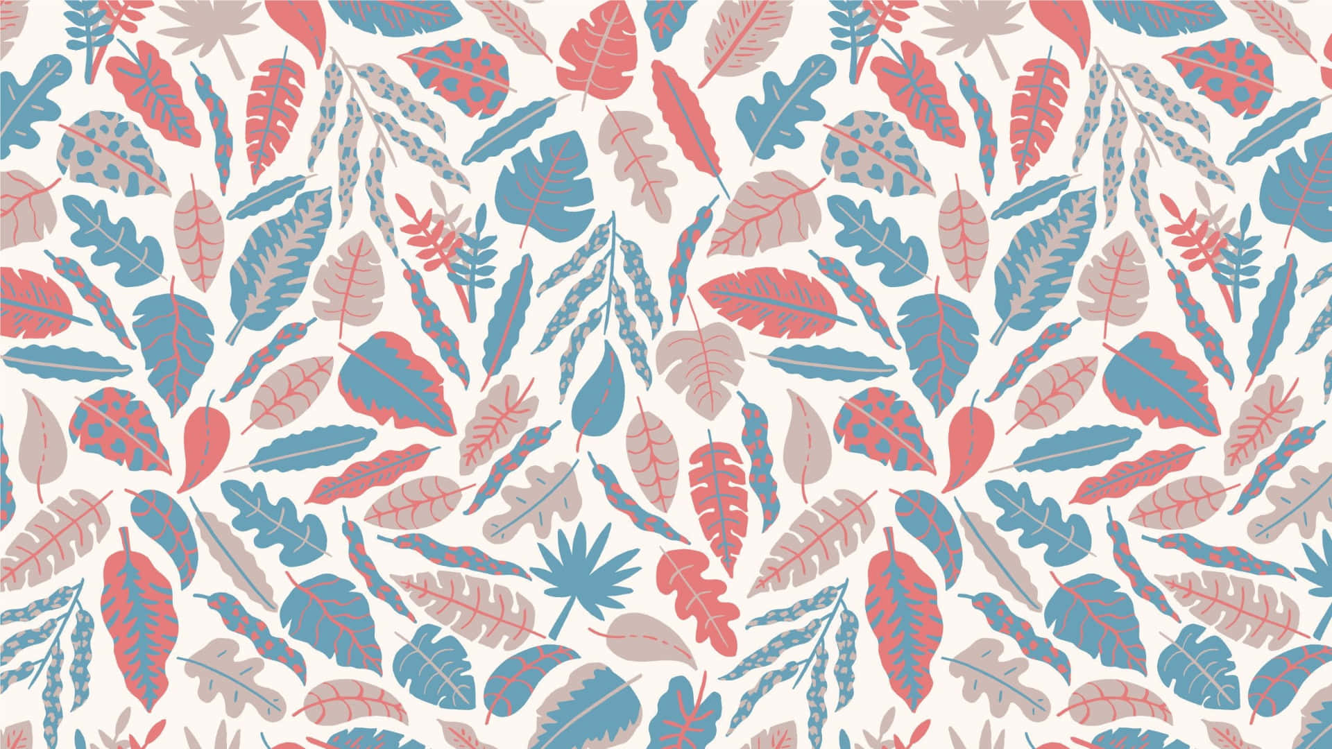 boho computer, tropical leaves, coral blue, Full HD Desktop Wallpaper
