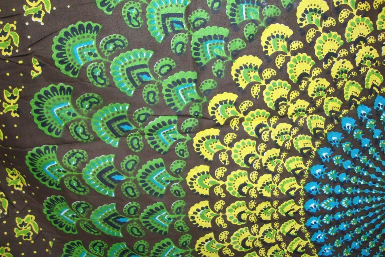 Boho Computer, peacock feather pattern, green yellow and blue, HD Desktop Wallpaper