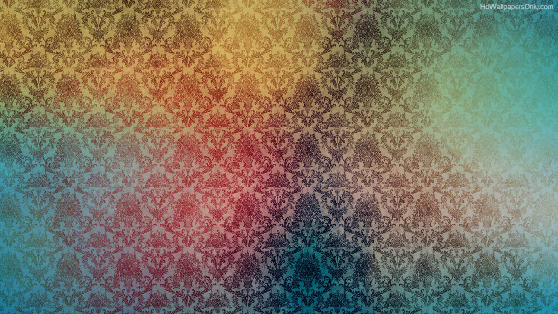 Boho Computer, vintage damask pattern, gold, Full HD Desktop Wallpaper