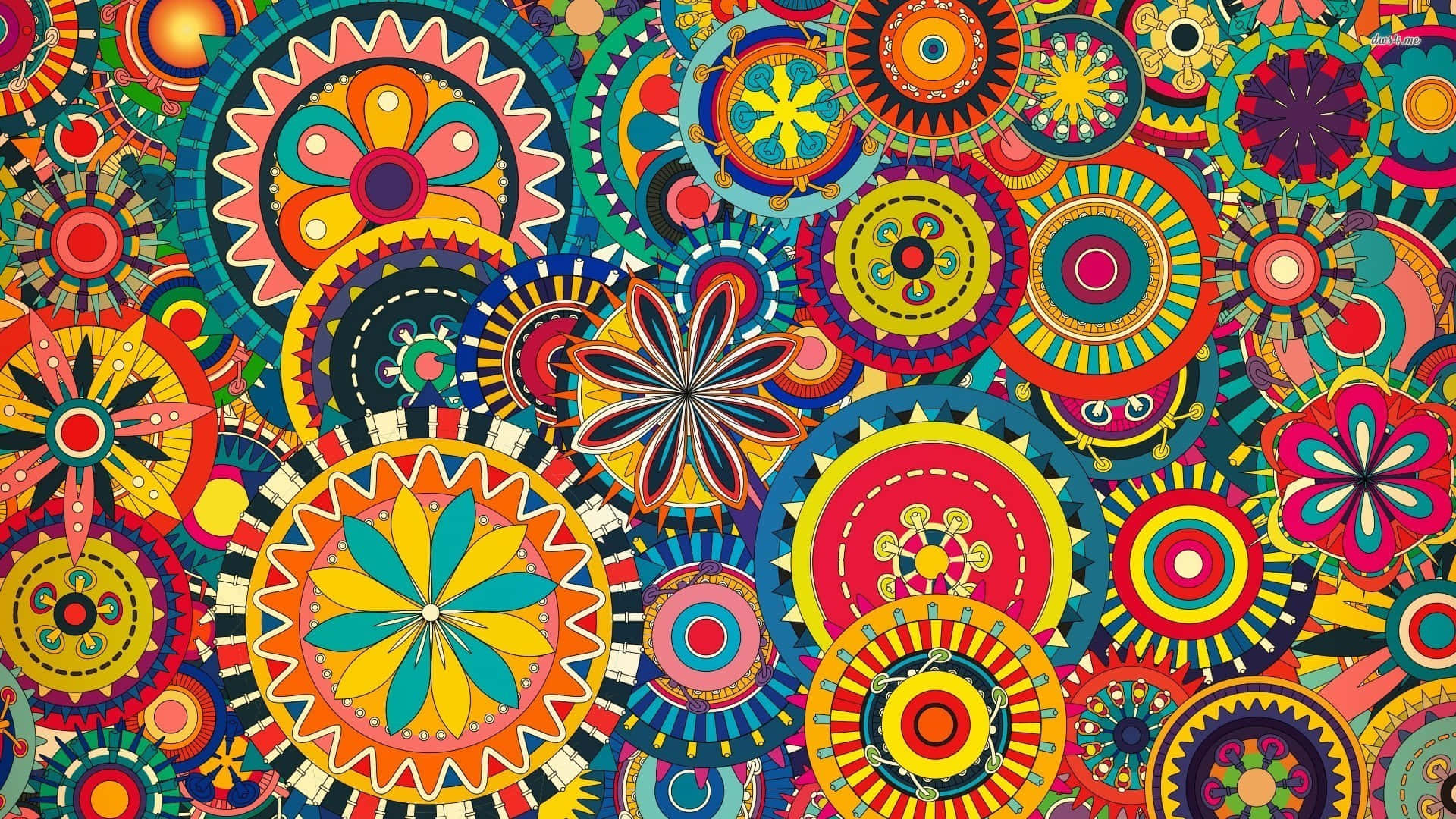 Boho Computer, mandala patterns, bold colors, Full HD Desktop Wallpaper