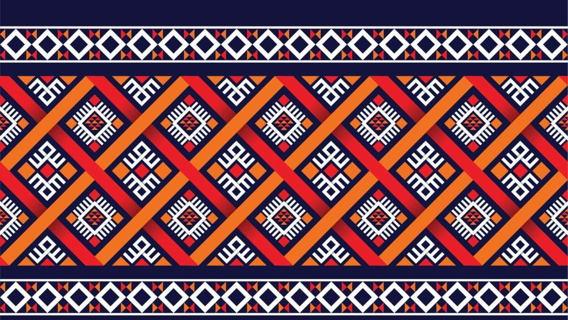 Boho Computer, vibrant geometric tribal pattern, bold red orange, Full HD Desktop Wallpaper