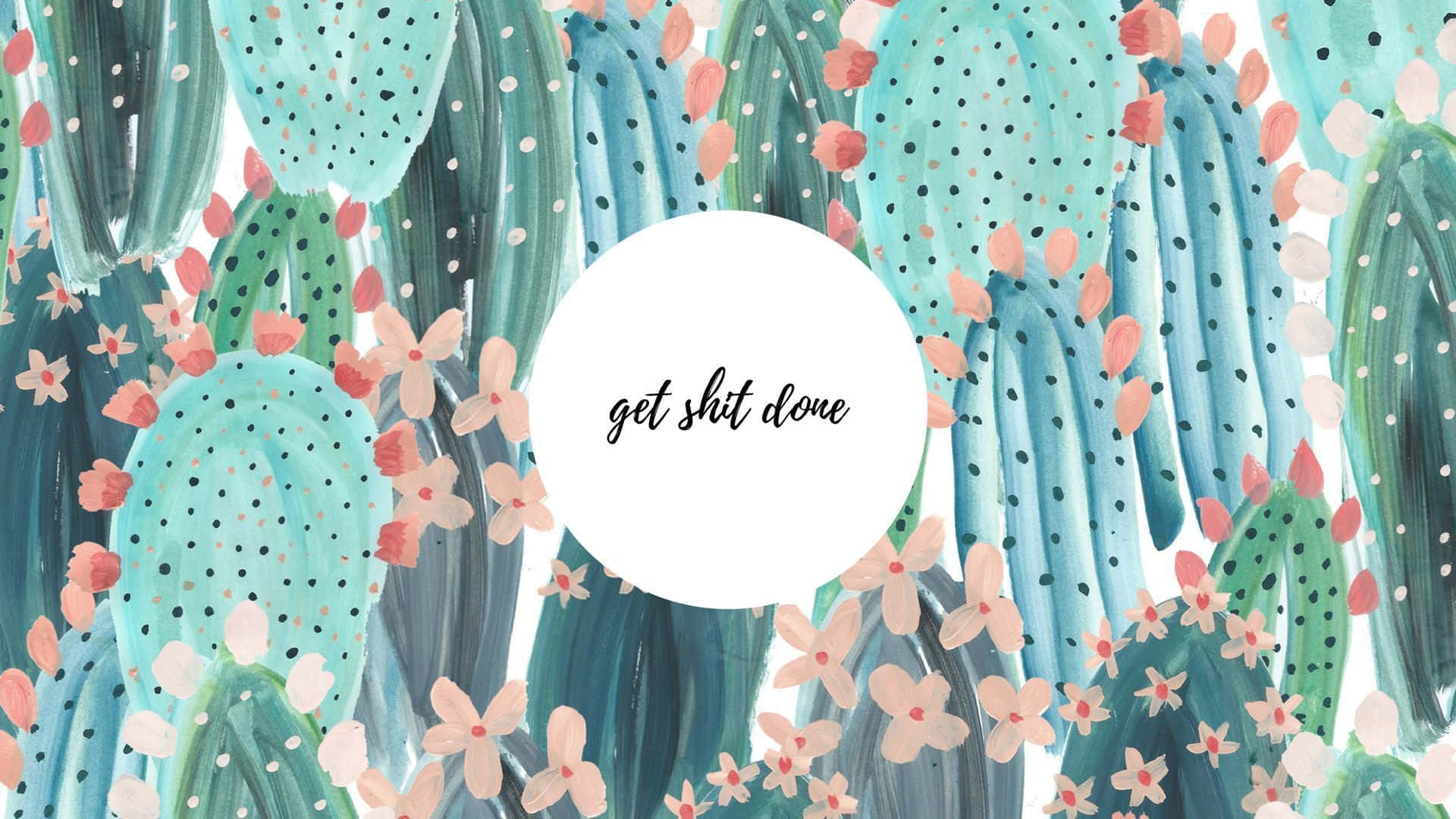 Boho Laptop, watercolor cacti, pink flowers, Full HD Desktop Wallpaper