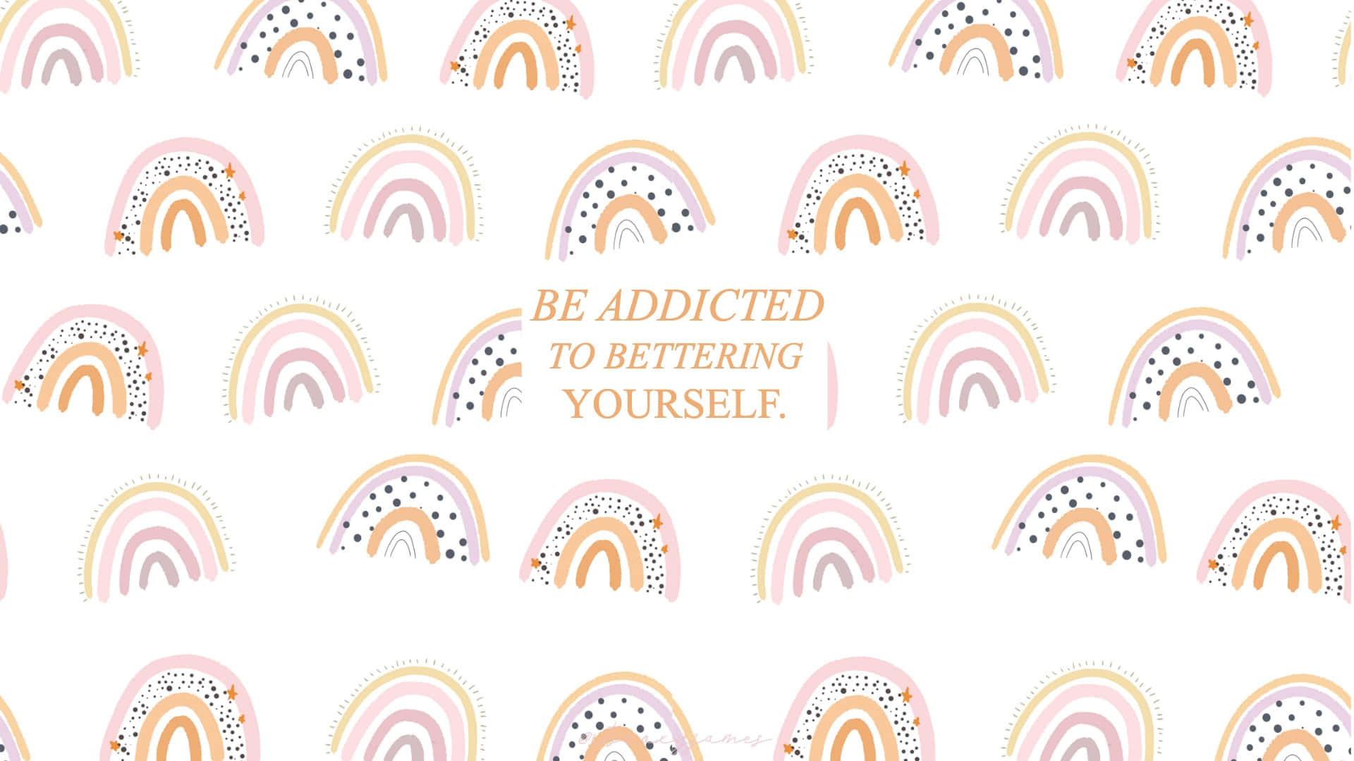 boho laptop, pastel rainbow arches, polka dots, Full HD Desktop Wallpaper