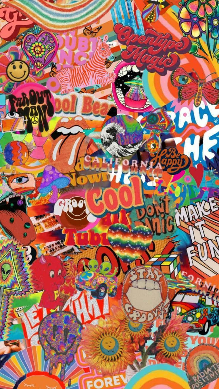 Trippy Hippie, psychedelic stickers, pop art graphics, HD Phone Wallpaper