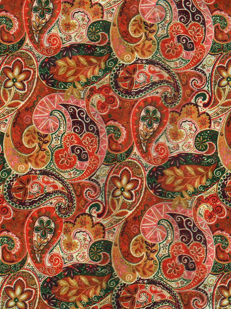 abstract red and green boho iphone, paisley pattern, floral swirls, SD Phone Wallpaper