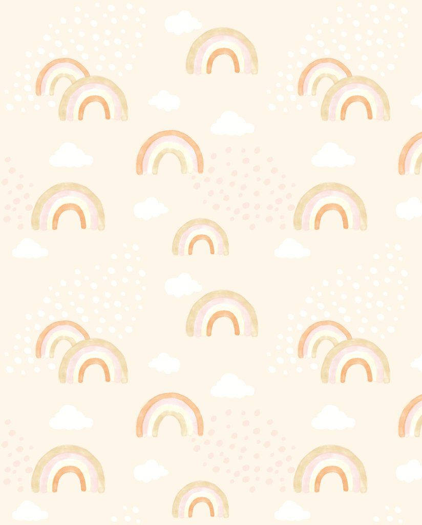 Boho iPhone, pastel watercolor rainbows, clouds, SD Phone Wallpaper