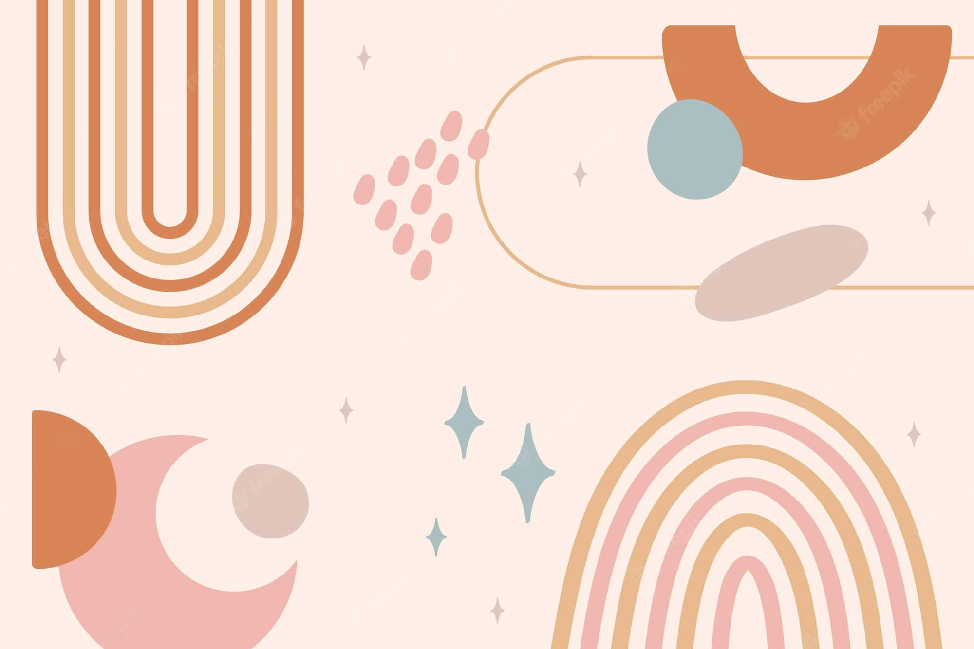 Boho Laptop, pastel, geometric shapes, Full HD Desktop Wallpaper