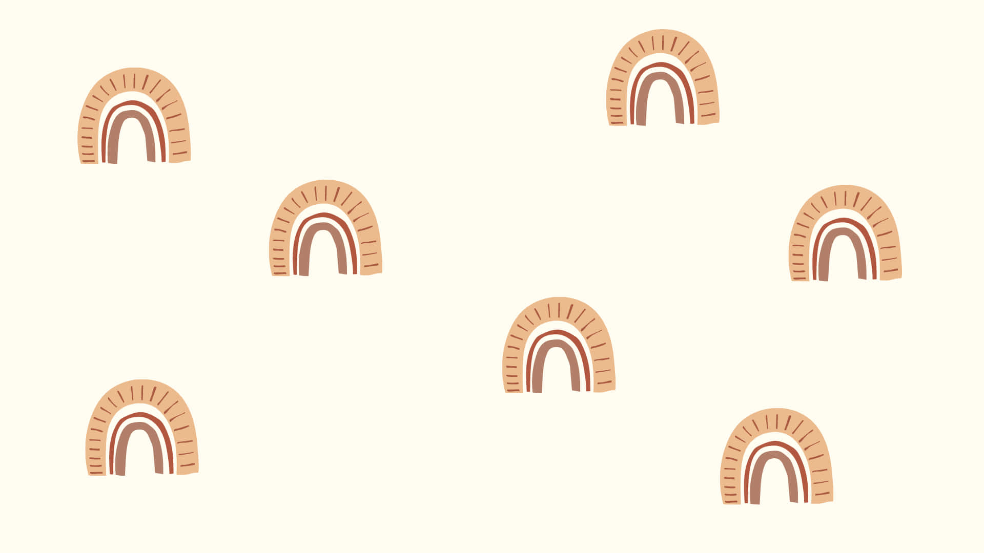 boho laptop, stylized brown arches, striped details, Full HD Desktop Wallpaper