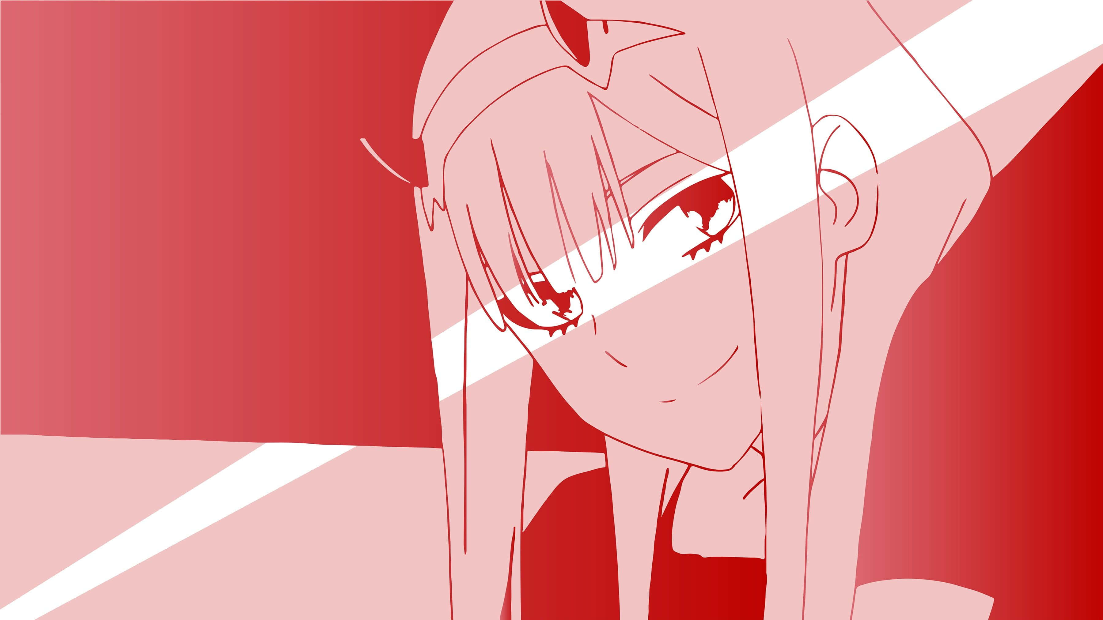 anime girl, red eyes, white hair, 2K Desktop Wallpaper
