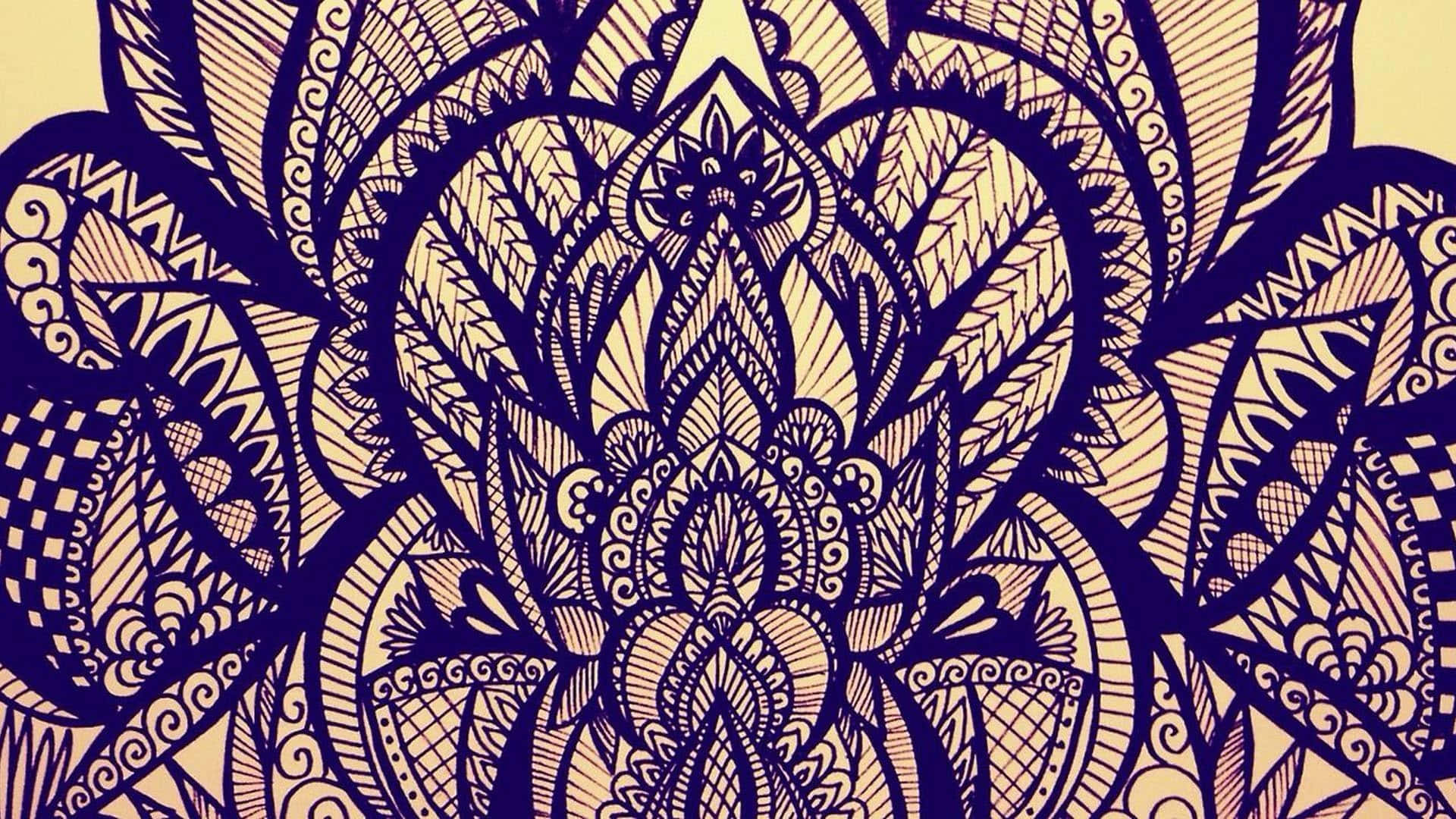 boho laptop, mandala, dark blue patterns, Full HD Desktop Wallpaper