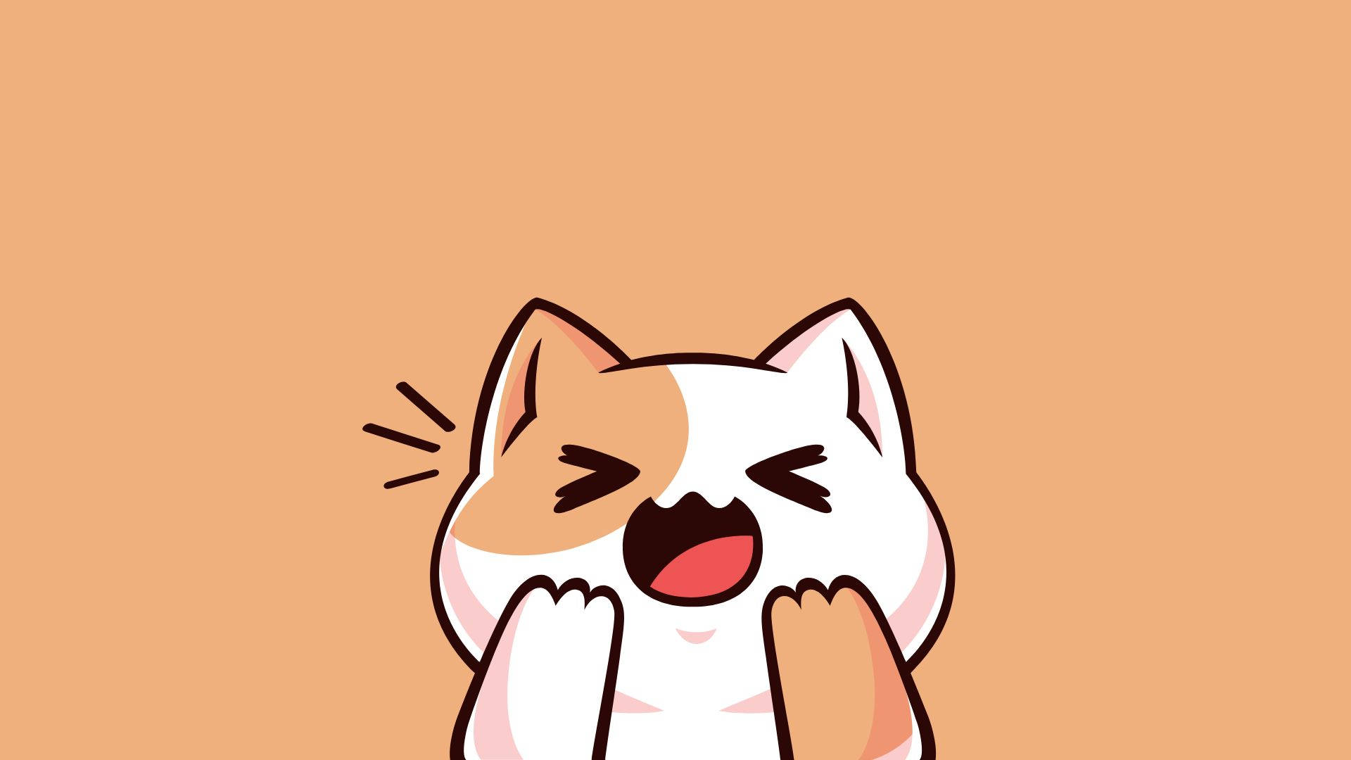kawaii laptop, cartoon cat, orange and white fur, Full HD Desktop Wallpaper