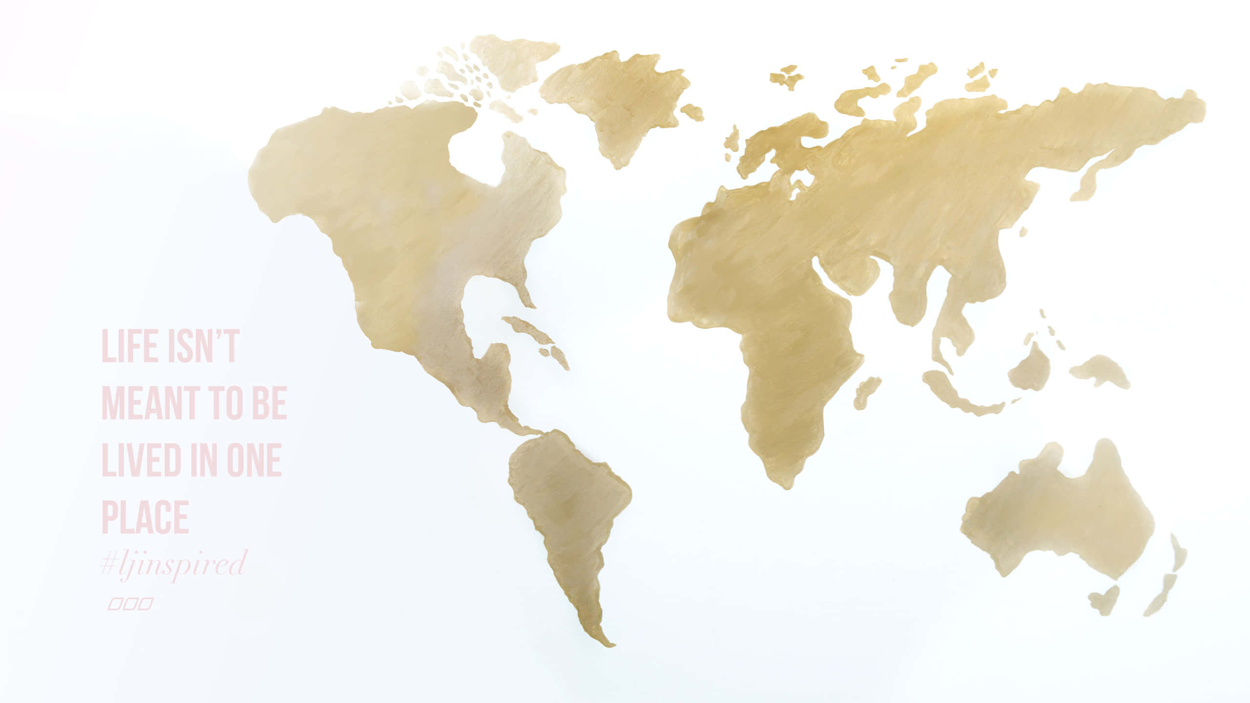 Boho Mac, gold watercolor, world map, 2K Desktop Wallpaper