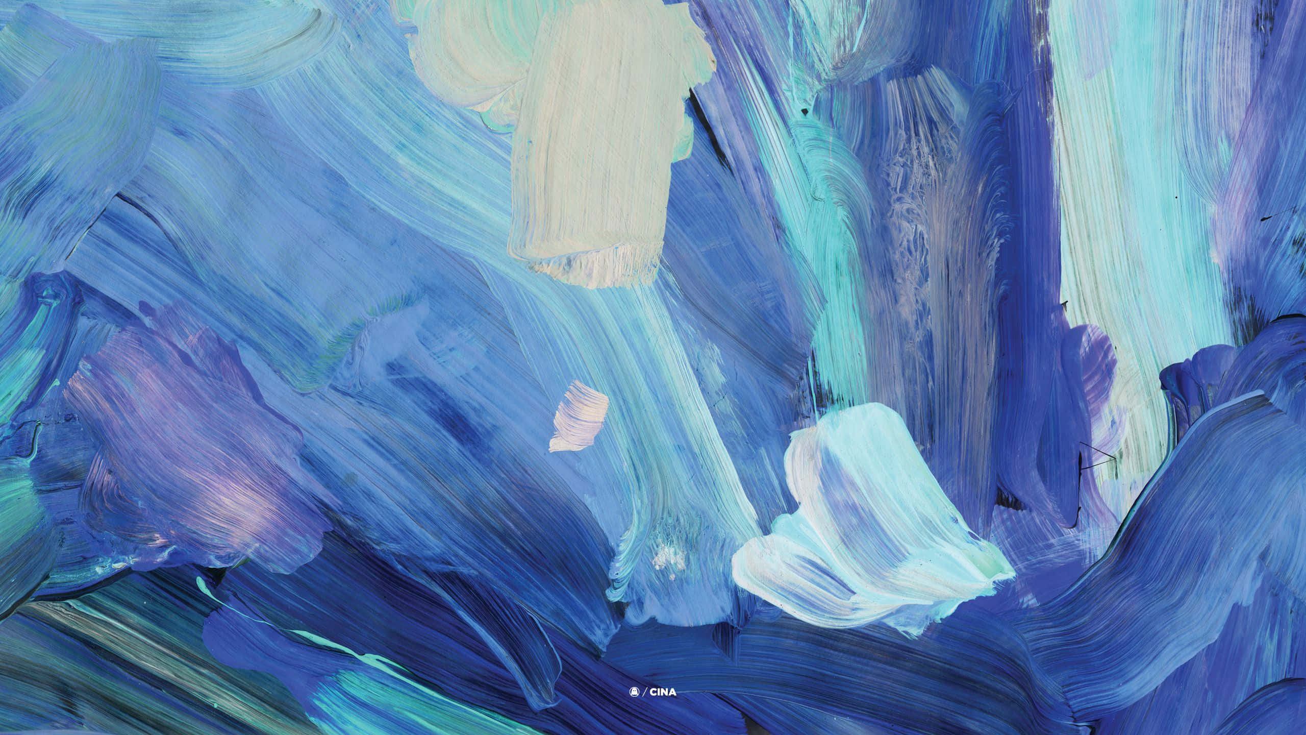 Boho Mac, blue brush stroke, deep blues, 2K Desktop Wallpaper