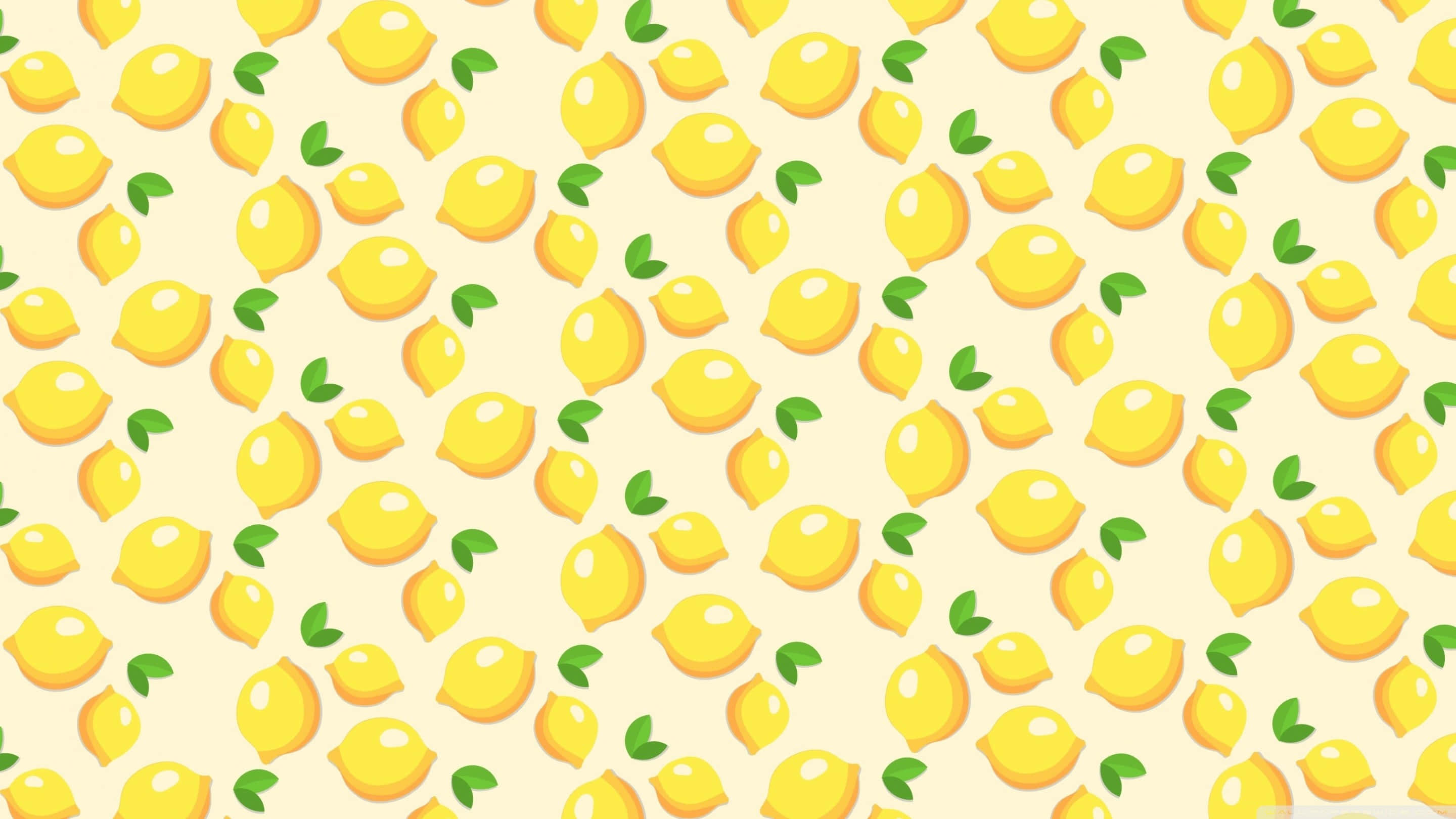 Boho Mac, bright yellow lemons, green leaves, 2K Desktop Wallpaper