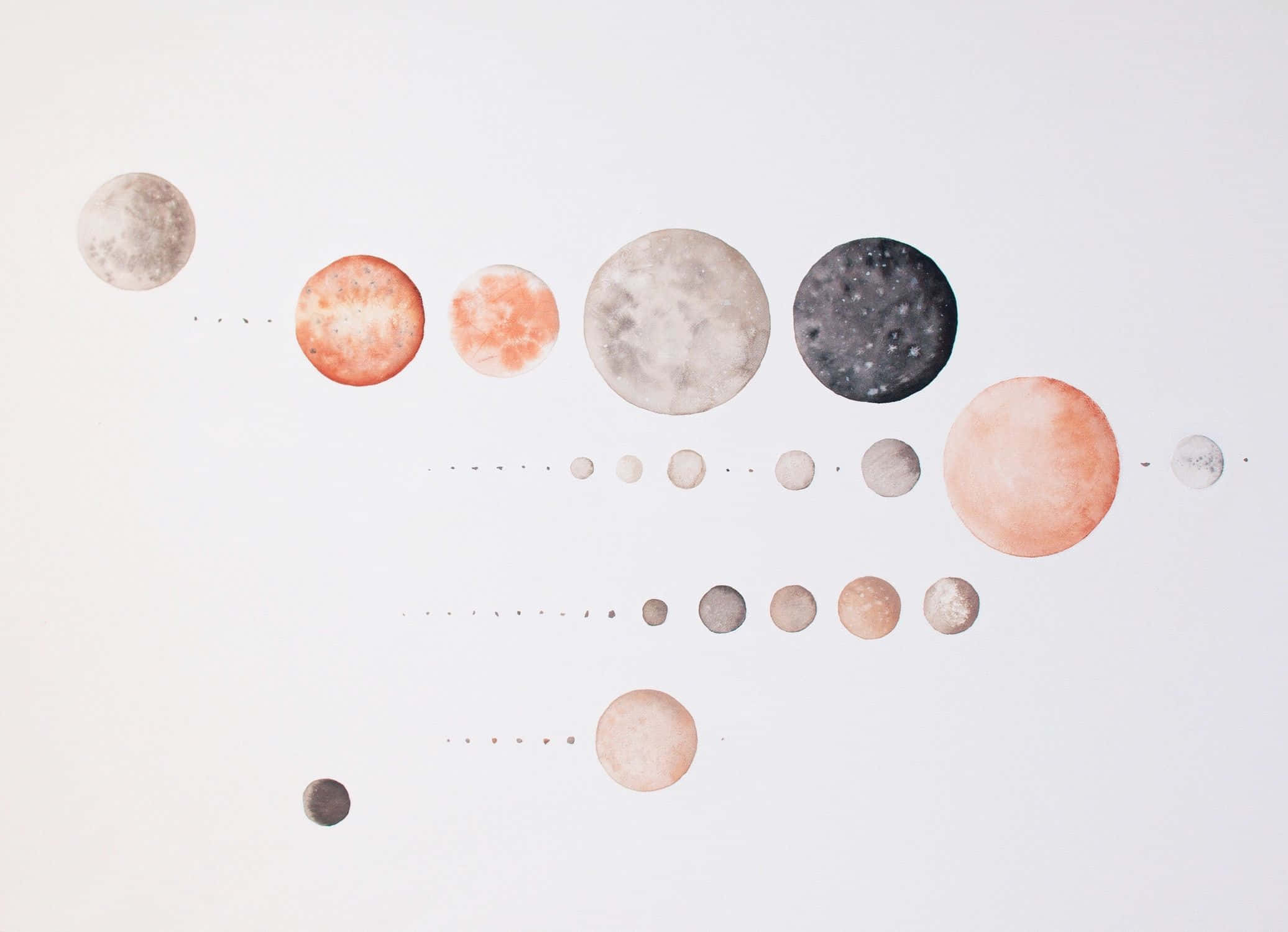 Boho Mac, moons, watercolor artwork, Full HD Desktop Wallpaper