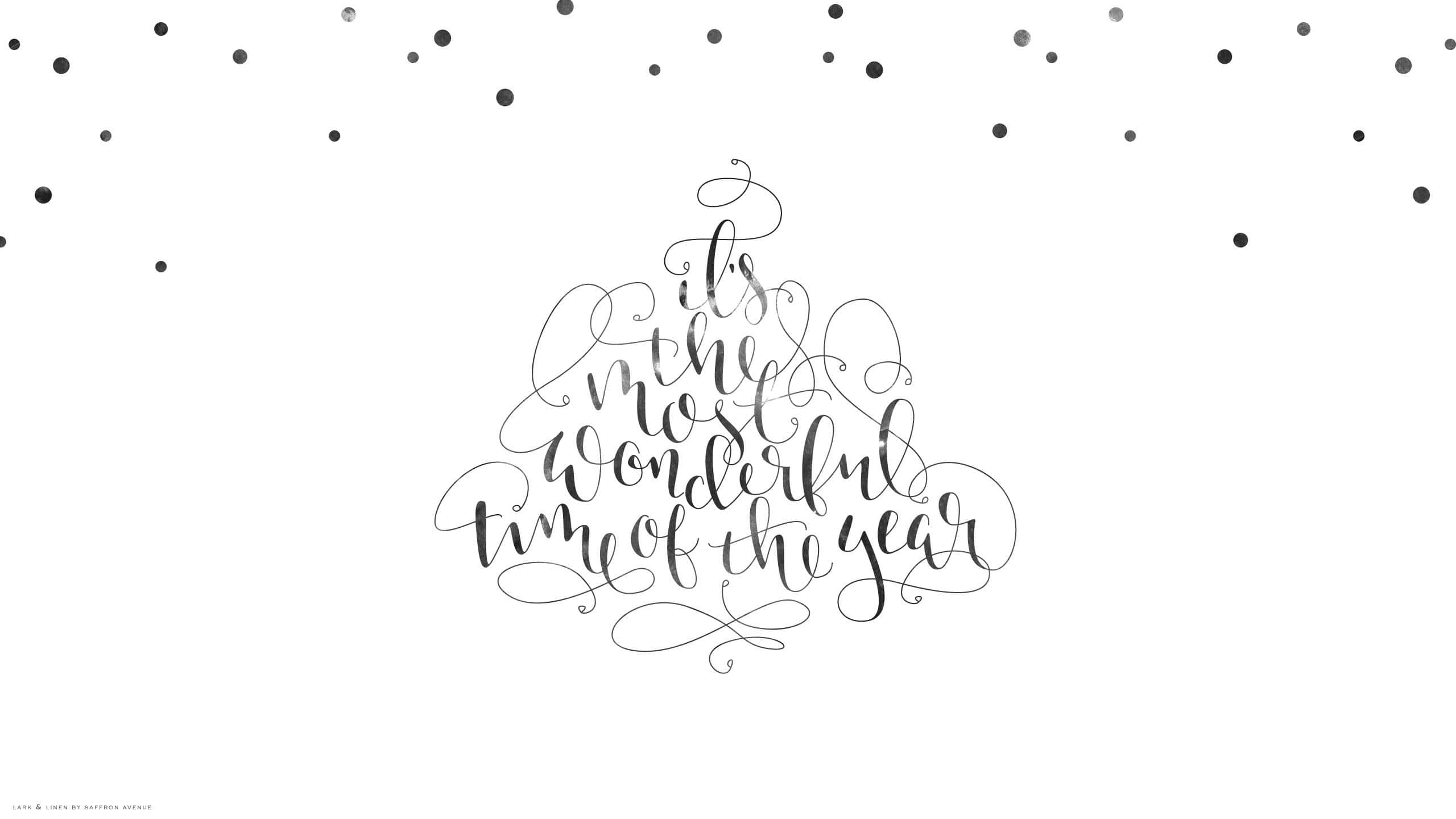 Boho Mac, black calligraphy, Christmas tree, 2K Desktop Wallpaper
