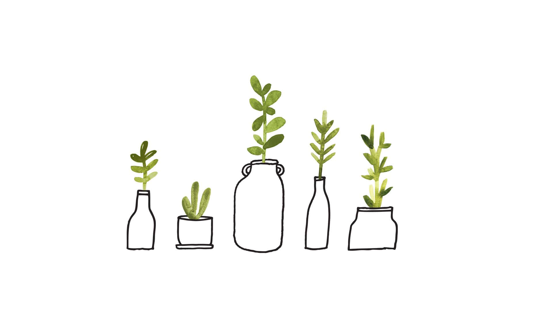 cute mac, 1856 x 1161, minimalist line-drawn plants, HD Desktop Wallpaper