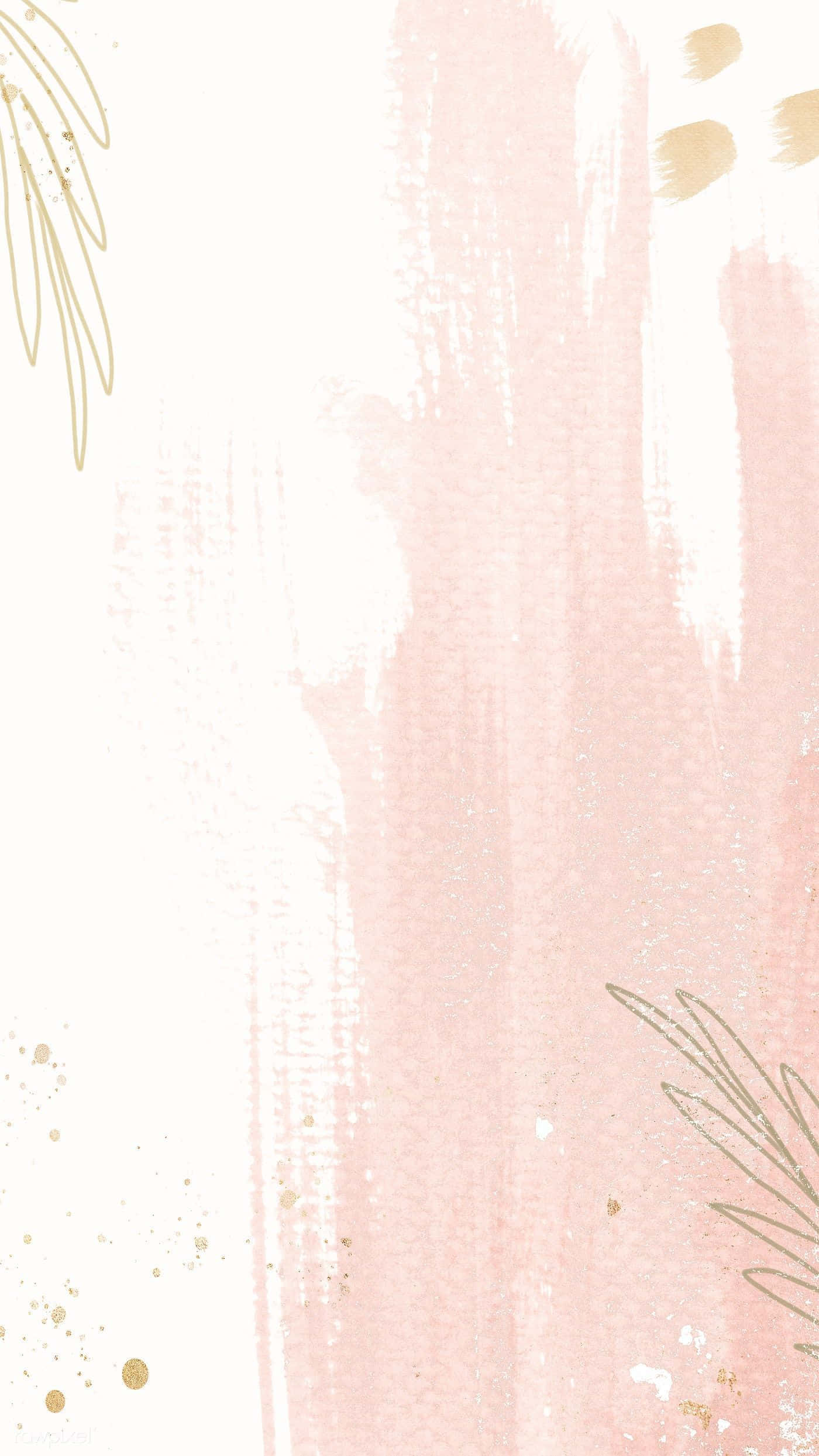 Boho Pastel, soft pink watercolor wash, gold leaf accents, Full HD Phone Wallpaper