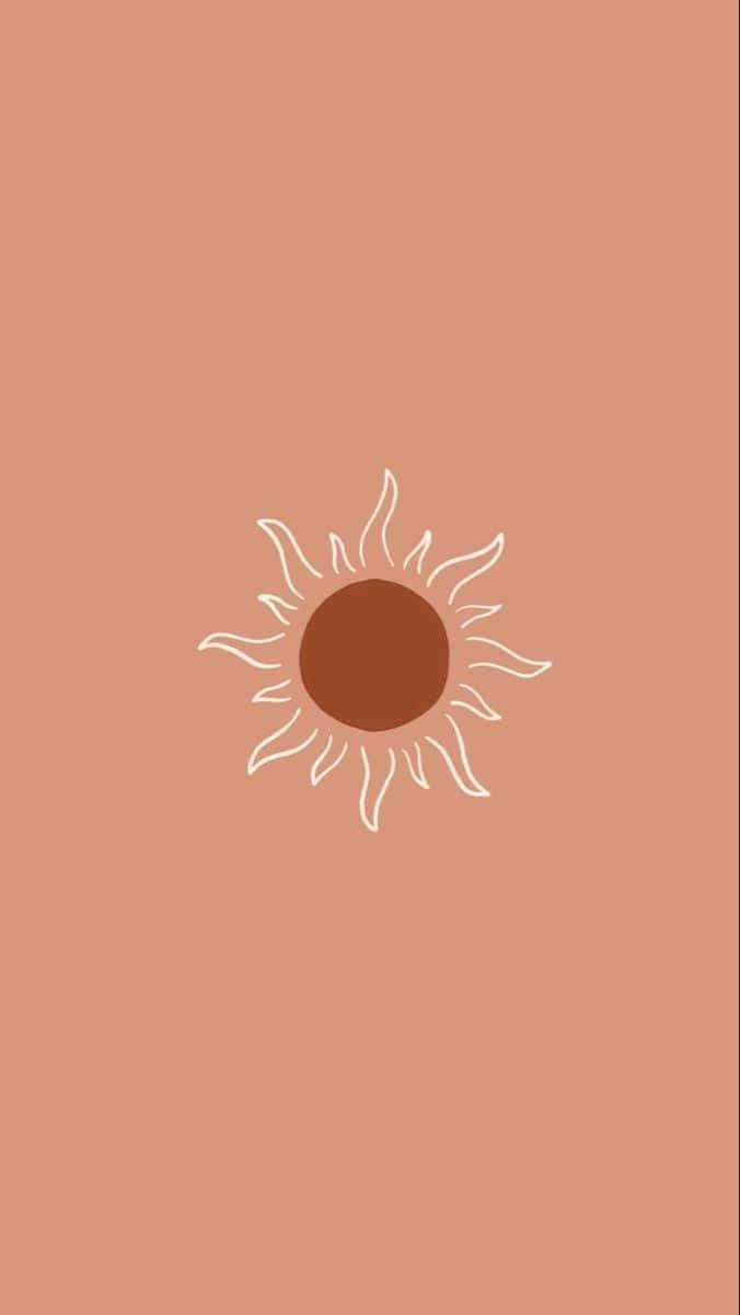 Boho Pastel, sun icon, white flame-like rays, SD Phone Wallpaper