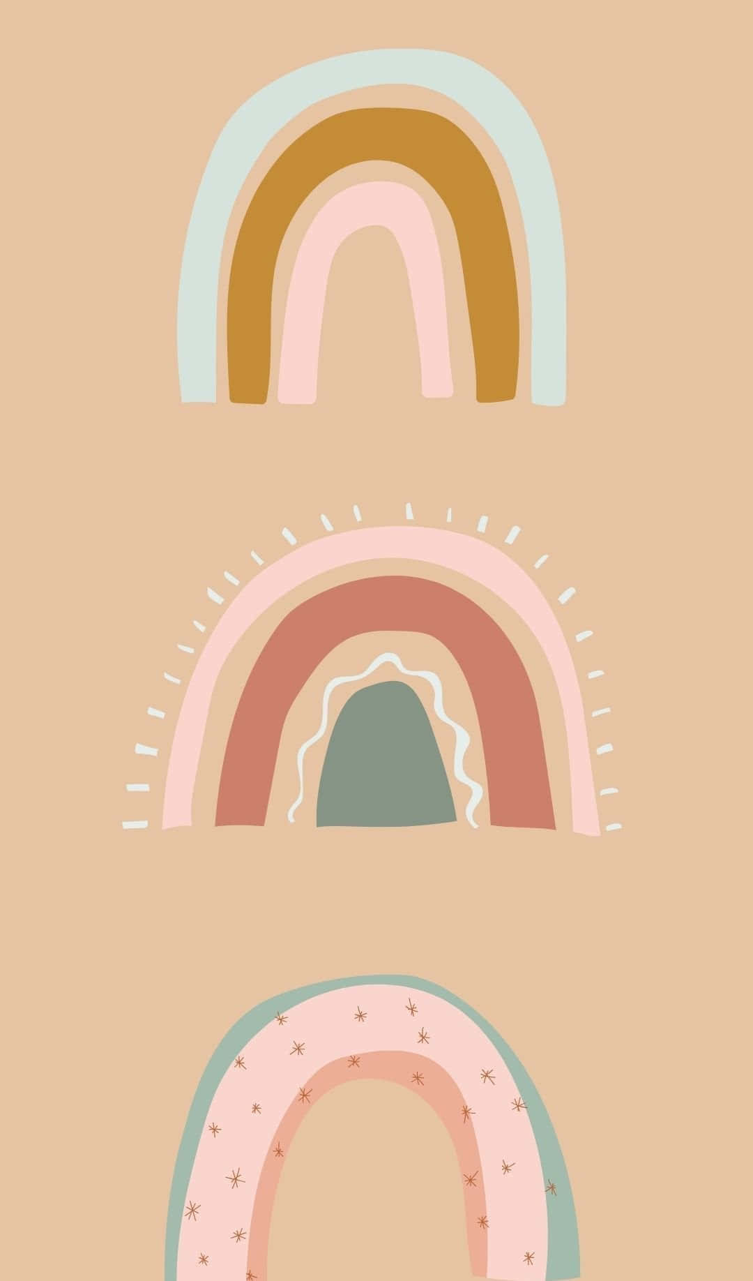 boho pastel, pastel rainbows, stars, HD Phone Wallpaper