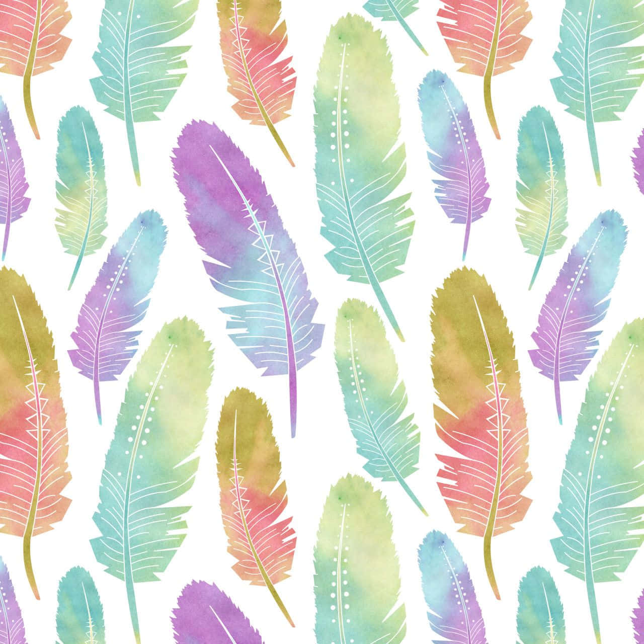 boho pastel, pastel hues, watercolor feathers, HD Desktop Wallpaper