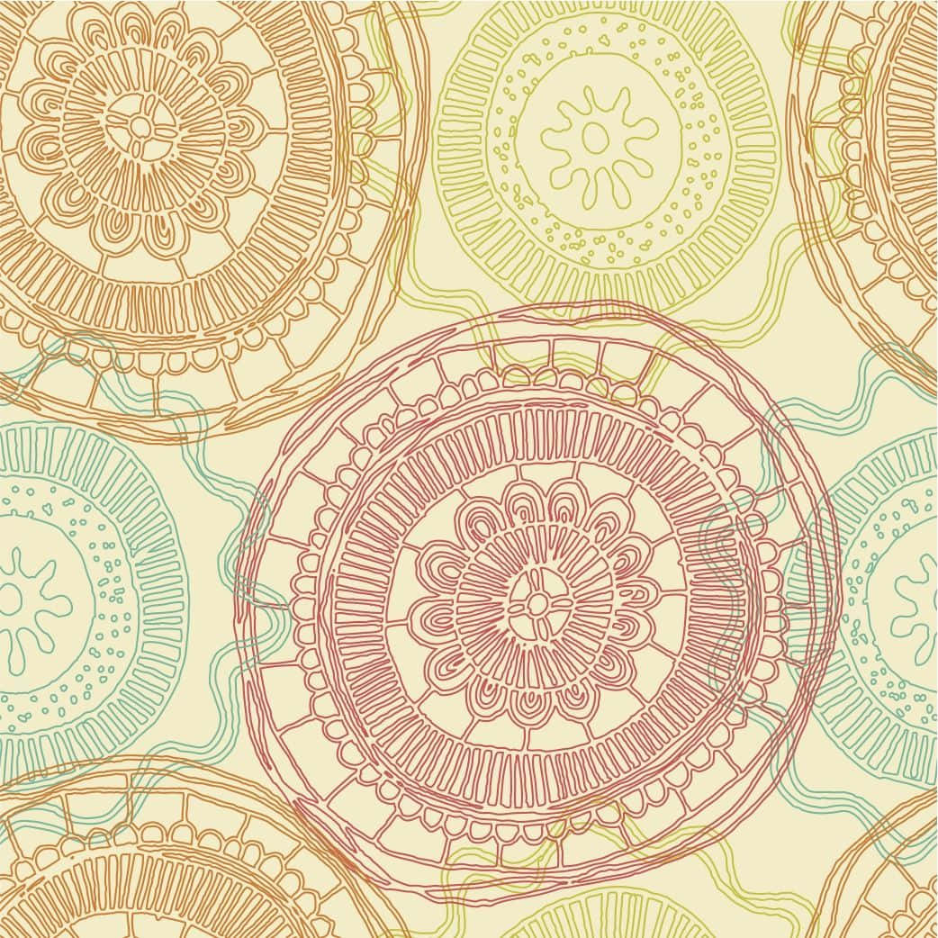 boho pastel, mandala-like circles, warm tones, SD Desktop Wallpaper