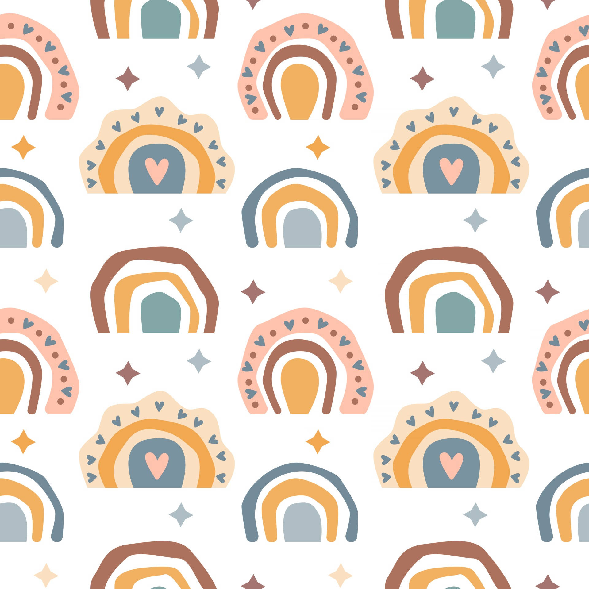 rainbows, hearts, stars, Full HD Desktop Wallpaper